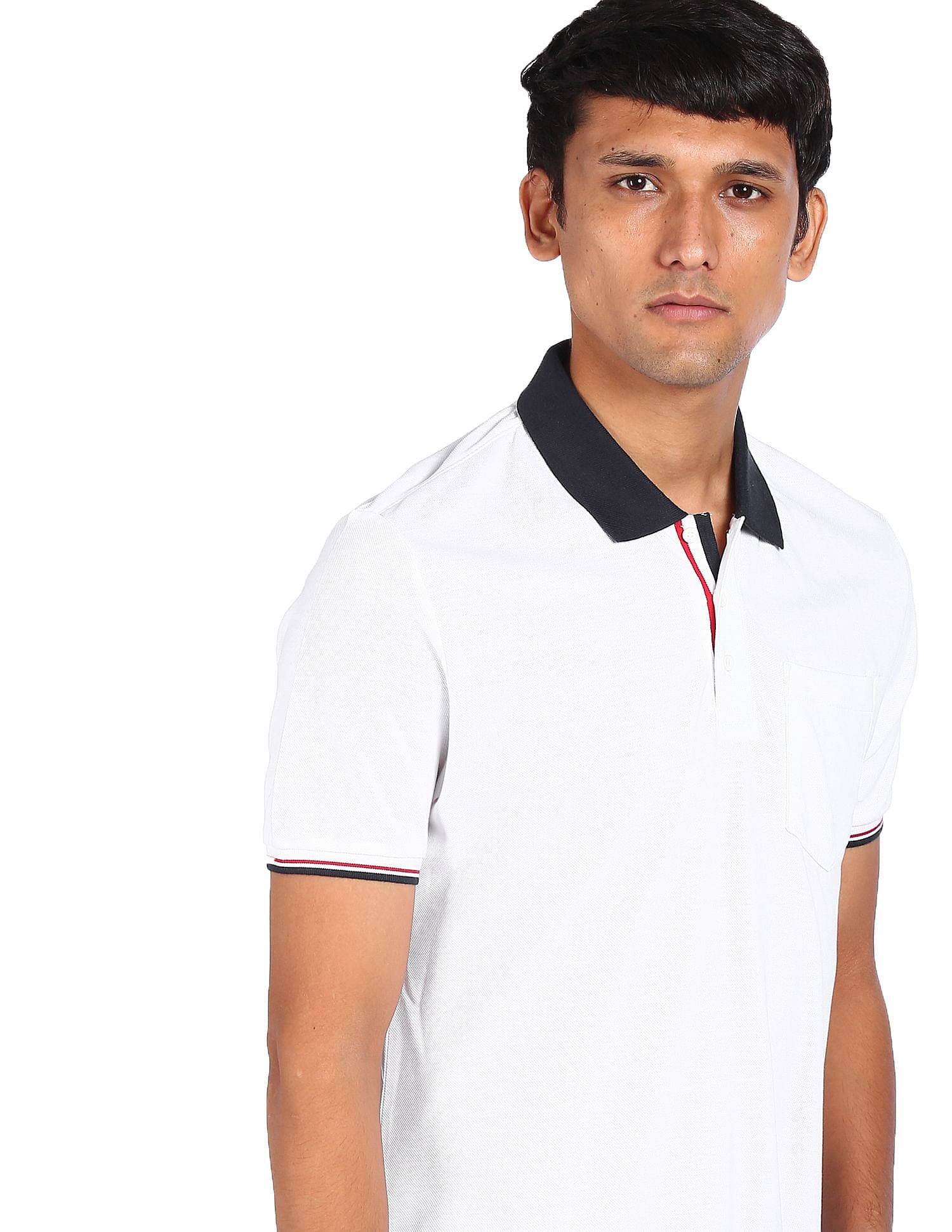 AD by Arvind Cotton Solid Polo Shirt