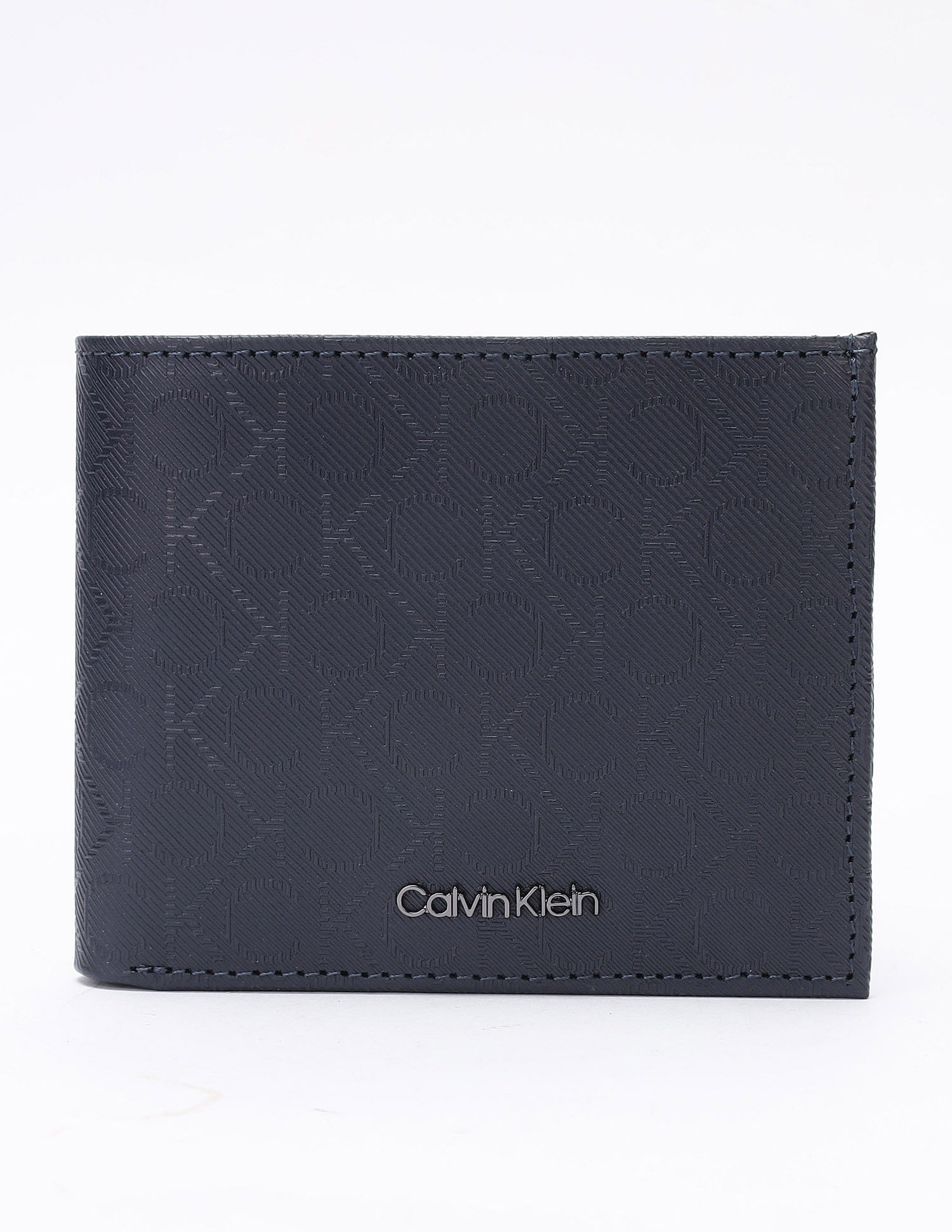 Calvin Klein Logo Navy Leather Bi-Fold Wallet