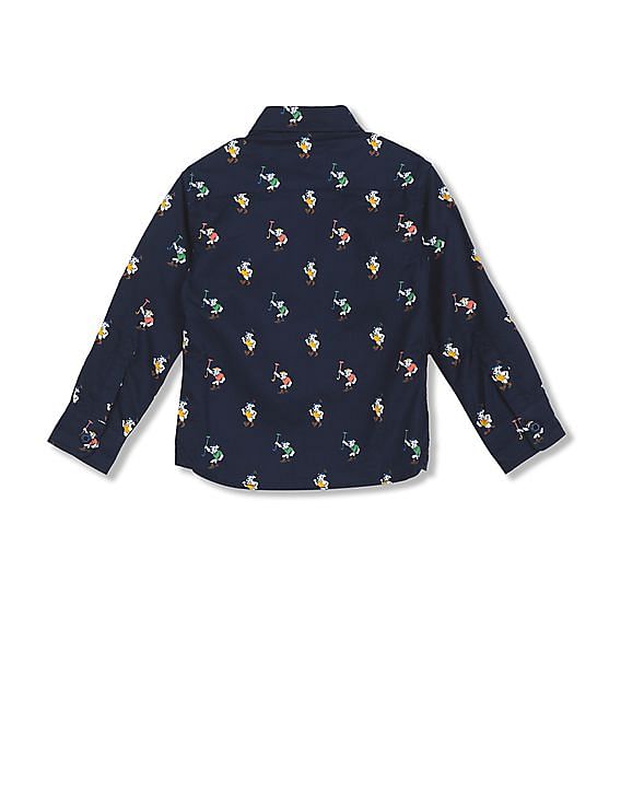U.S. Polo Assn. Kids Boys Button Down Collar Printed Shirt