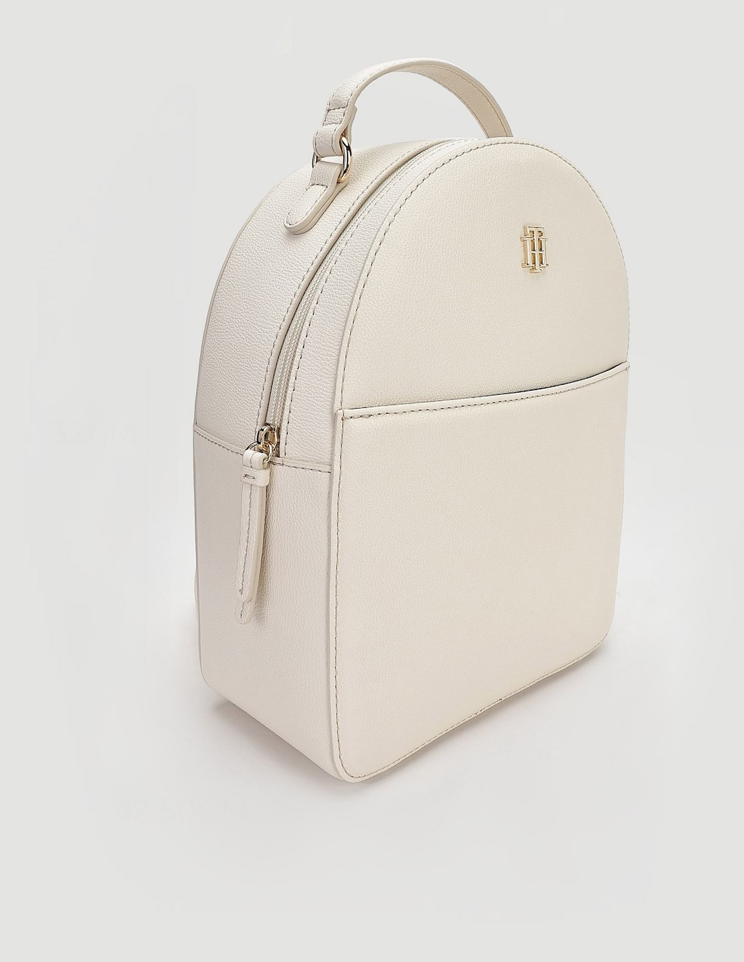 Tommy Hilfiger Solid Beige PU Backpacks
