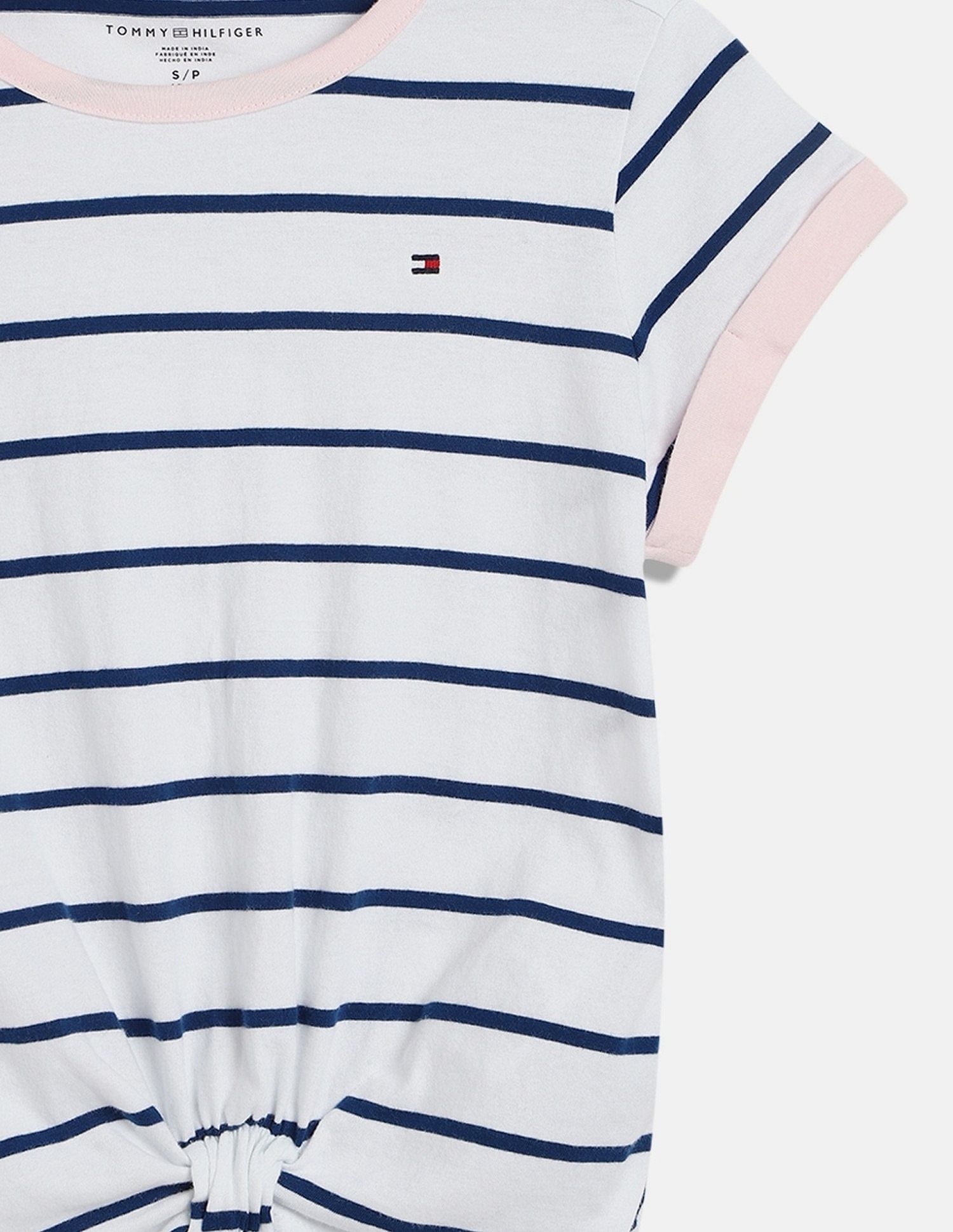 Tommy Hilfiger Girls White Horizontal Striped T-Shirt