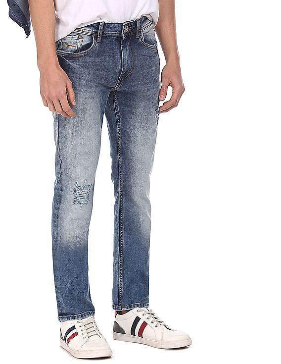 Flying Machine Distressed Michael Slim Tapered Fit Jeans