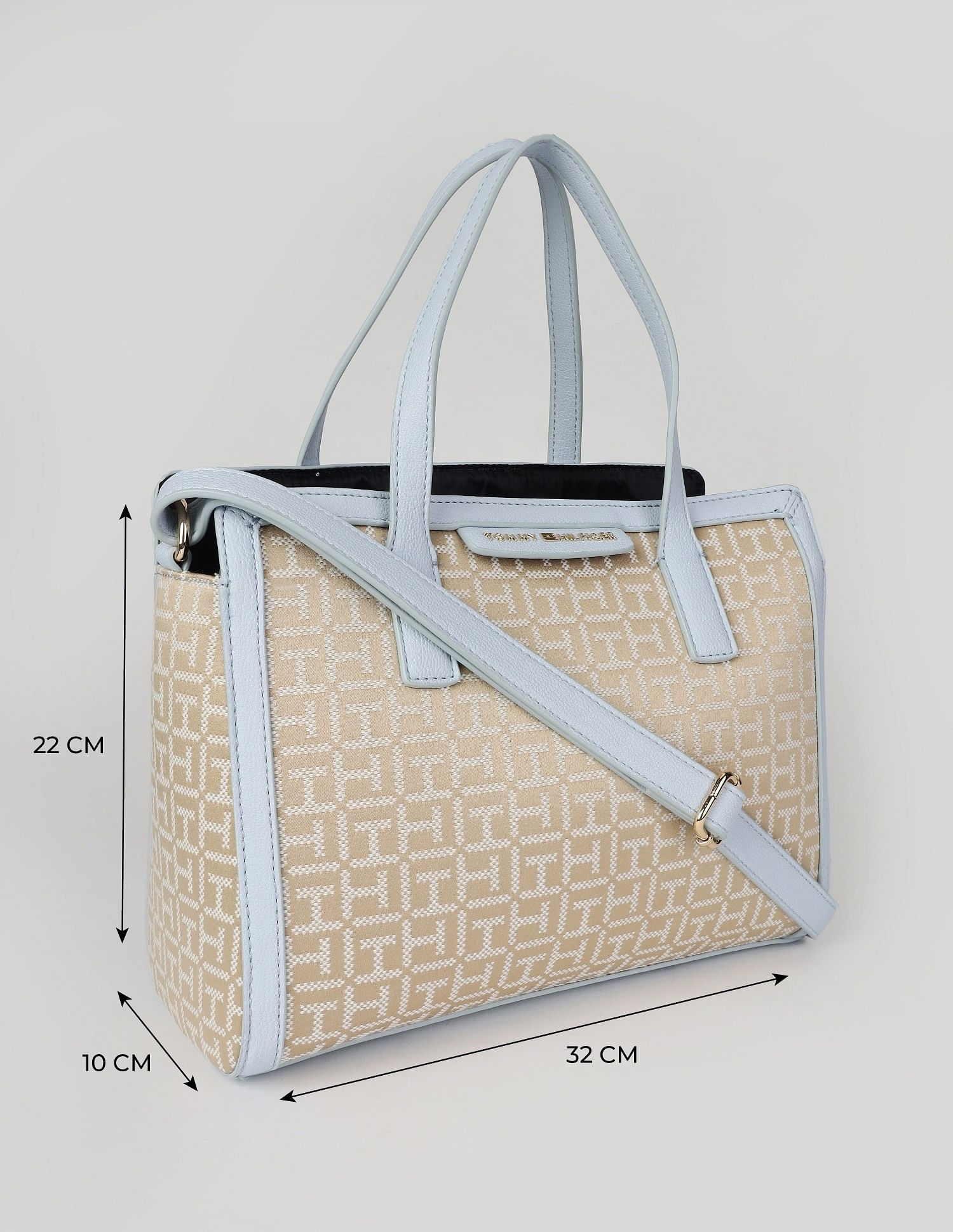 Tommy Hilfiger Logo Beige Cotton Handbags