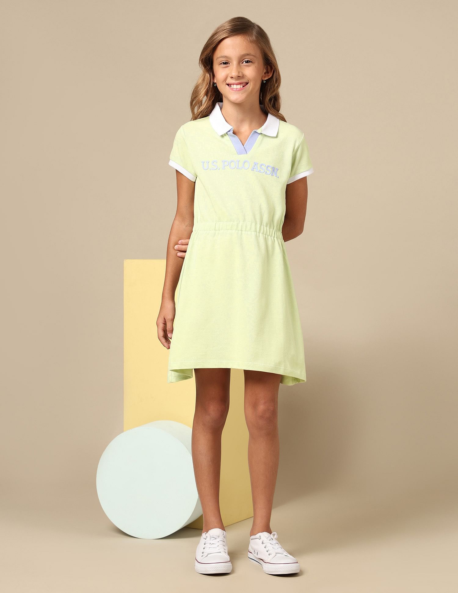 U.S. Polo Assn. Kids Girls Solid Skater Dress