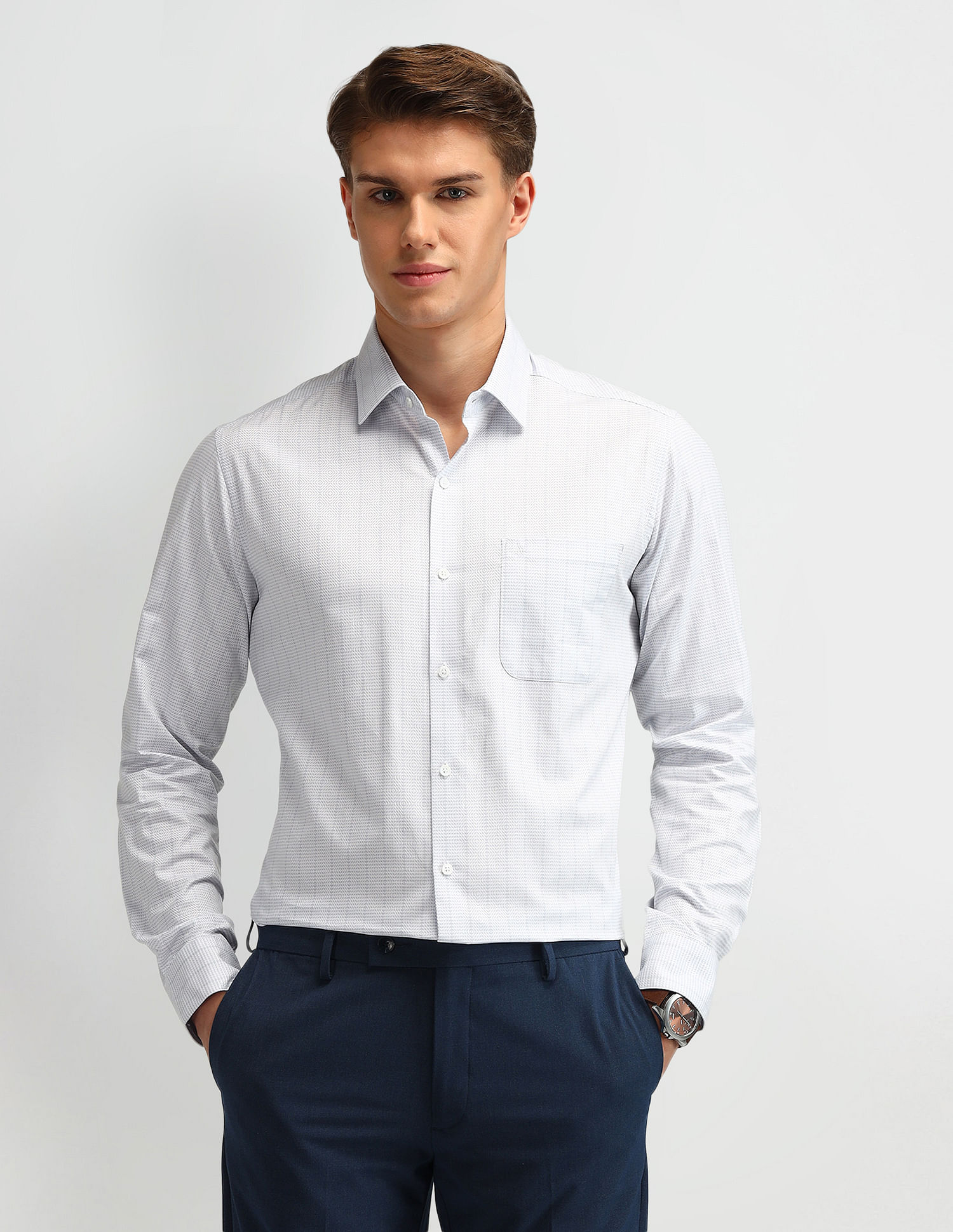 Arrow Italian Elegance Geometric Slim Fit Shirt