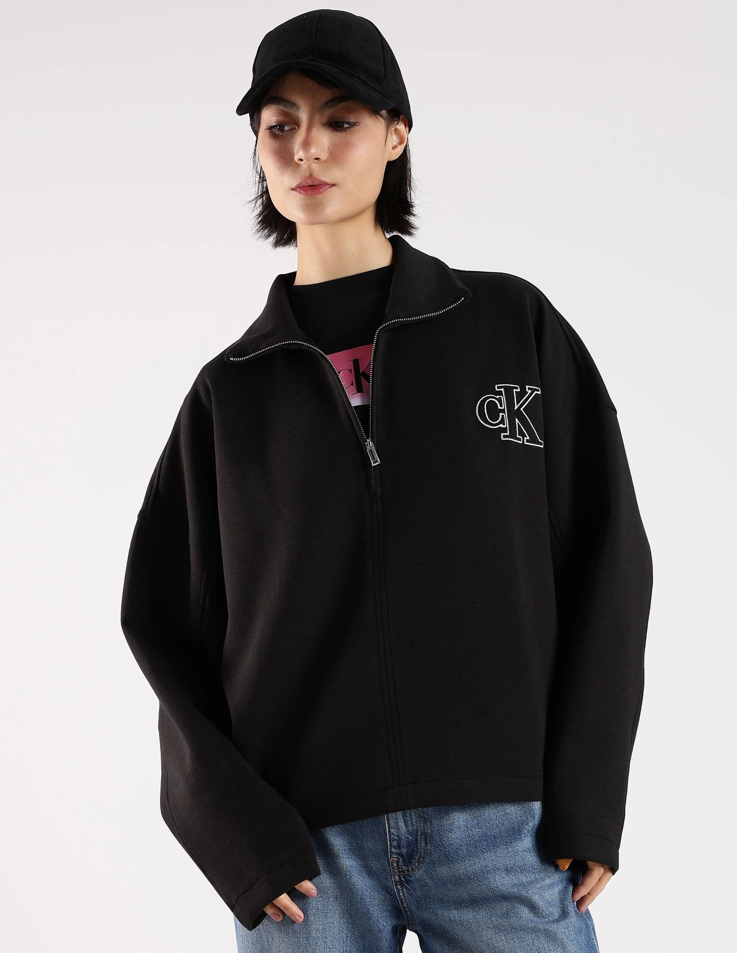 Buy Calvin Klein Jeans Relaxed Fit Polyester Half-Zip Neck Jacket