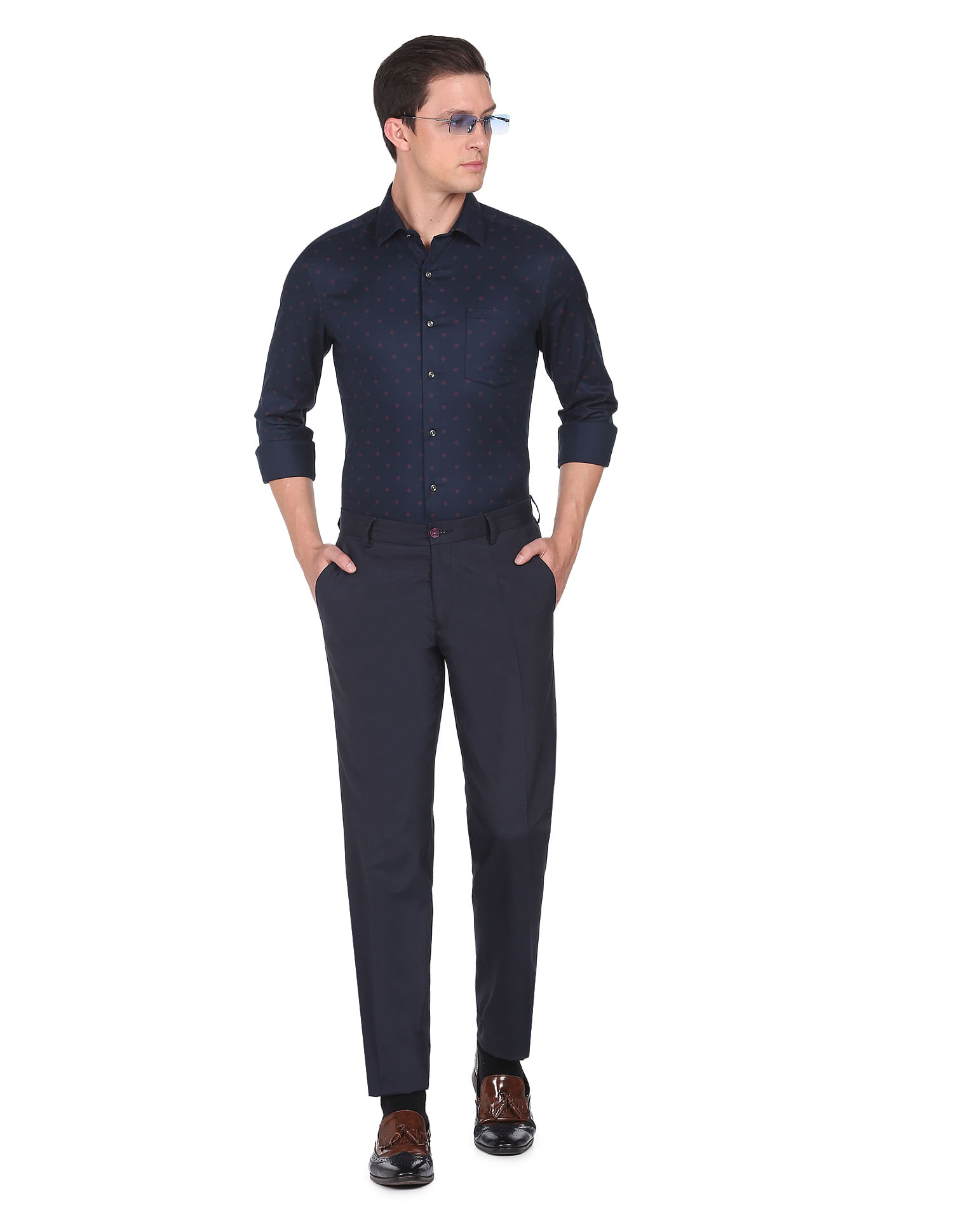 Arrow Dobby Weave Geometric Print Shirt
