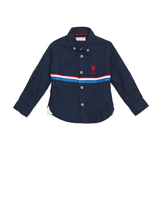 U.S. Polo Assn. Kids Boys Button-Down Collar Striped Tape Shirt