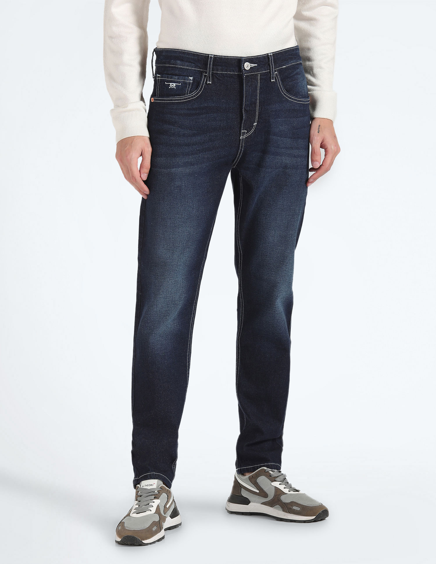 Flying Machine Slash Slim Tapered Fit Whiskered Jeans