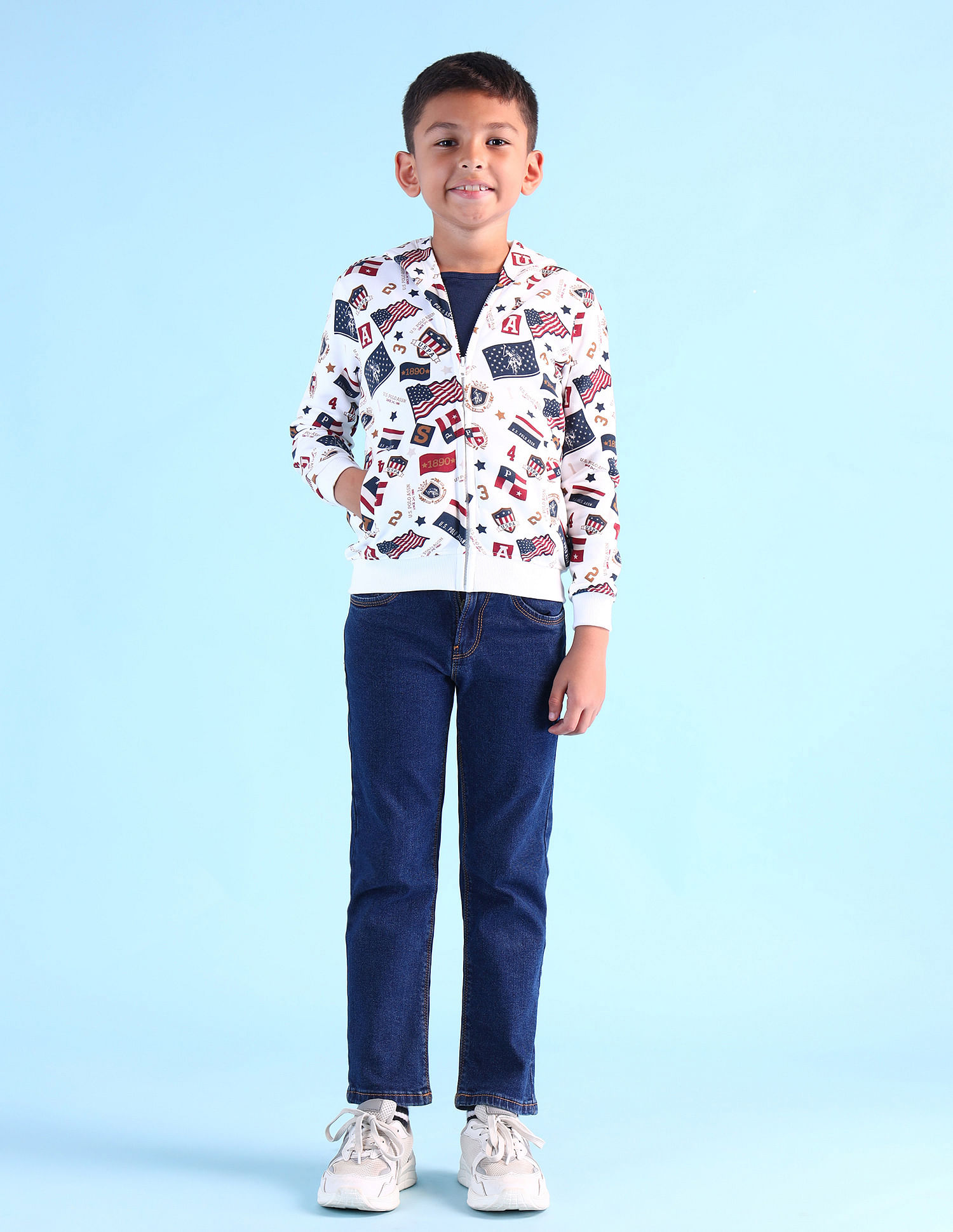 U.S. Polo Assn. Kids Boys Brand Printed Regular Fit Sweatshirt