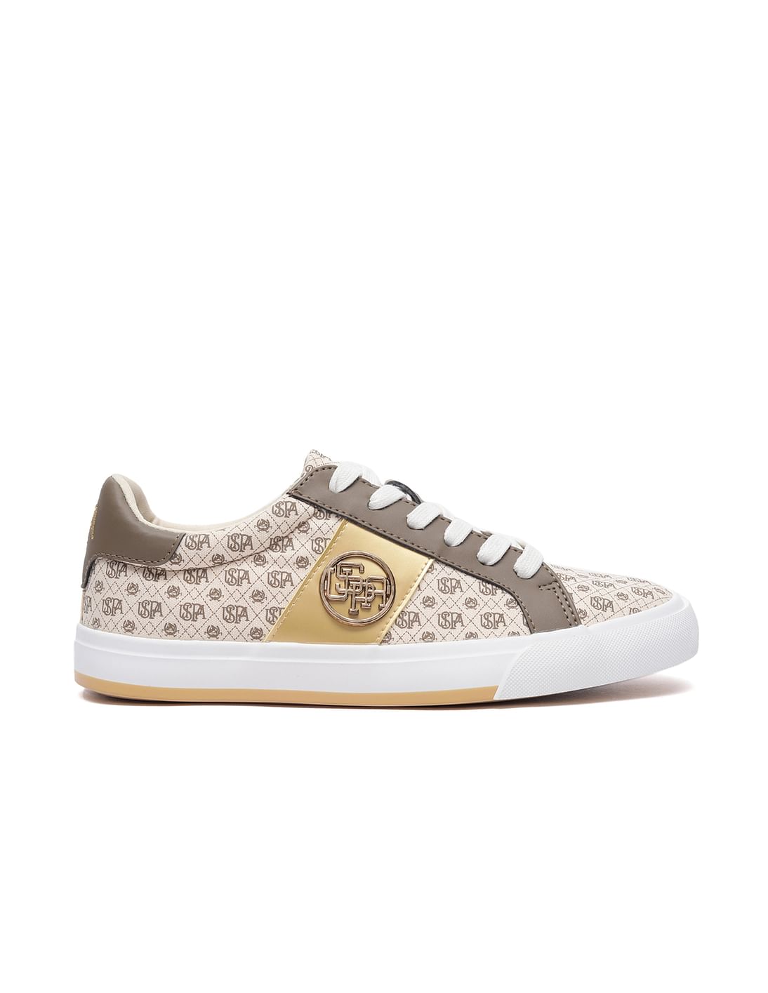 U.S. Polo Assn. Women Monogram Canvas Lace Up Charlotte Sneakers