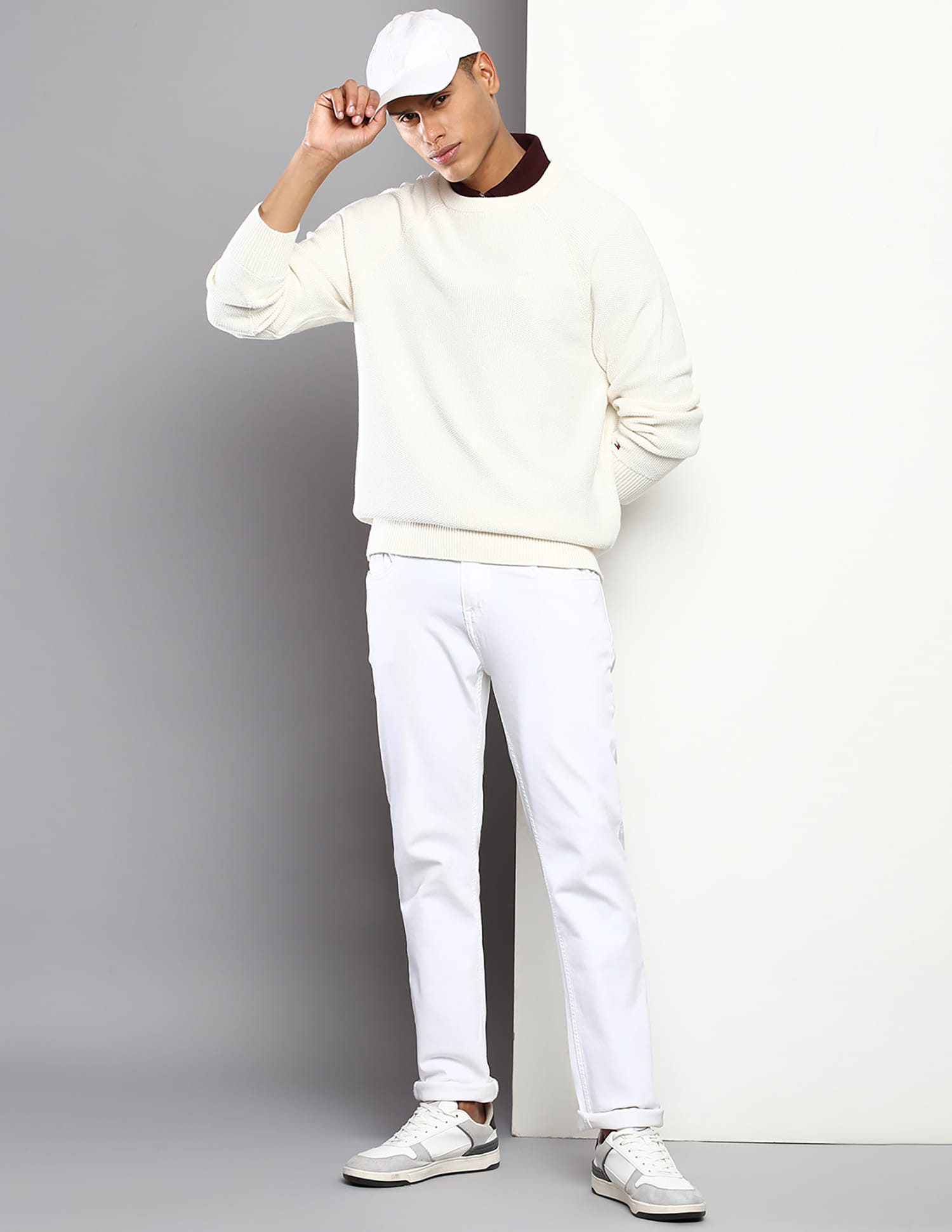 Buy Tommy Hilfiger Men White Jimmy Texture Crew Neck Sweater Buy Tommy Hilfiger Men White Jimmy Texture Crew Neck Sweater
