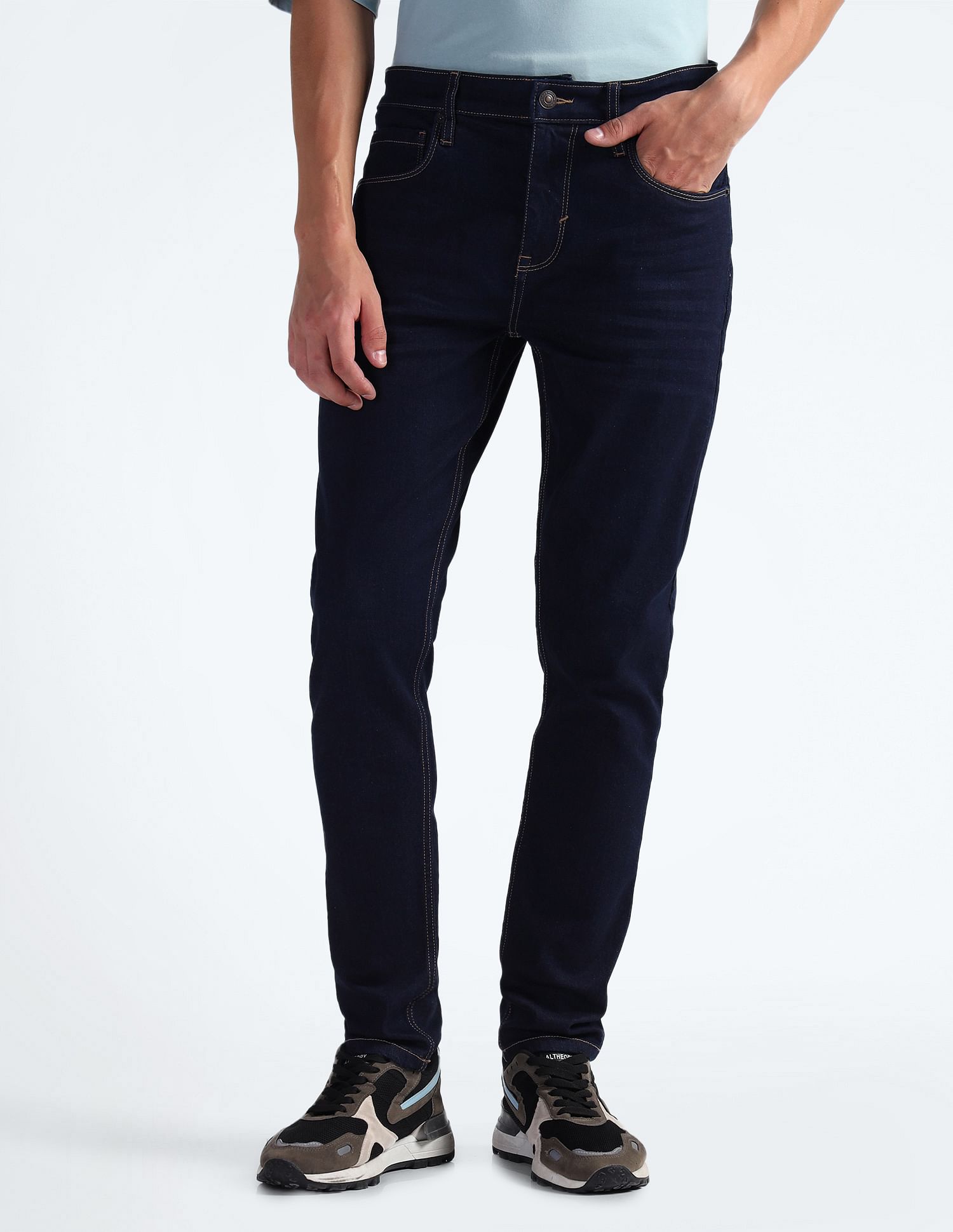 Flying Machine Slash Slim Tapered Rinsed Jeans