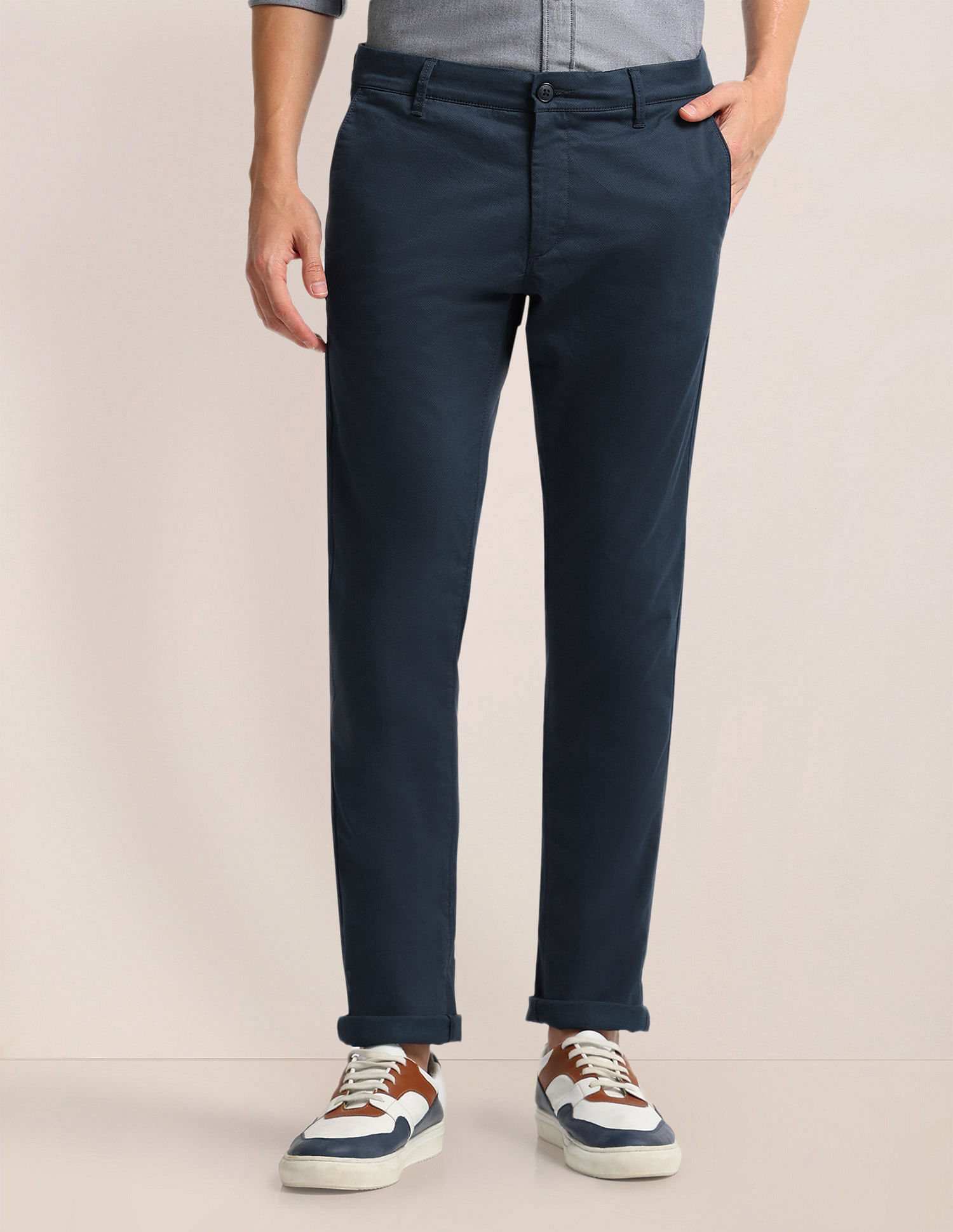 U.S. Polo Assn. Printed Slim Straight Fit Satin Trousers