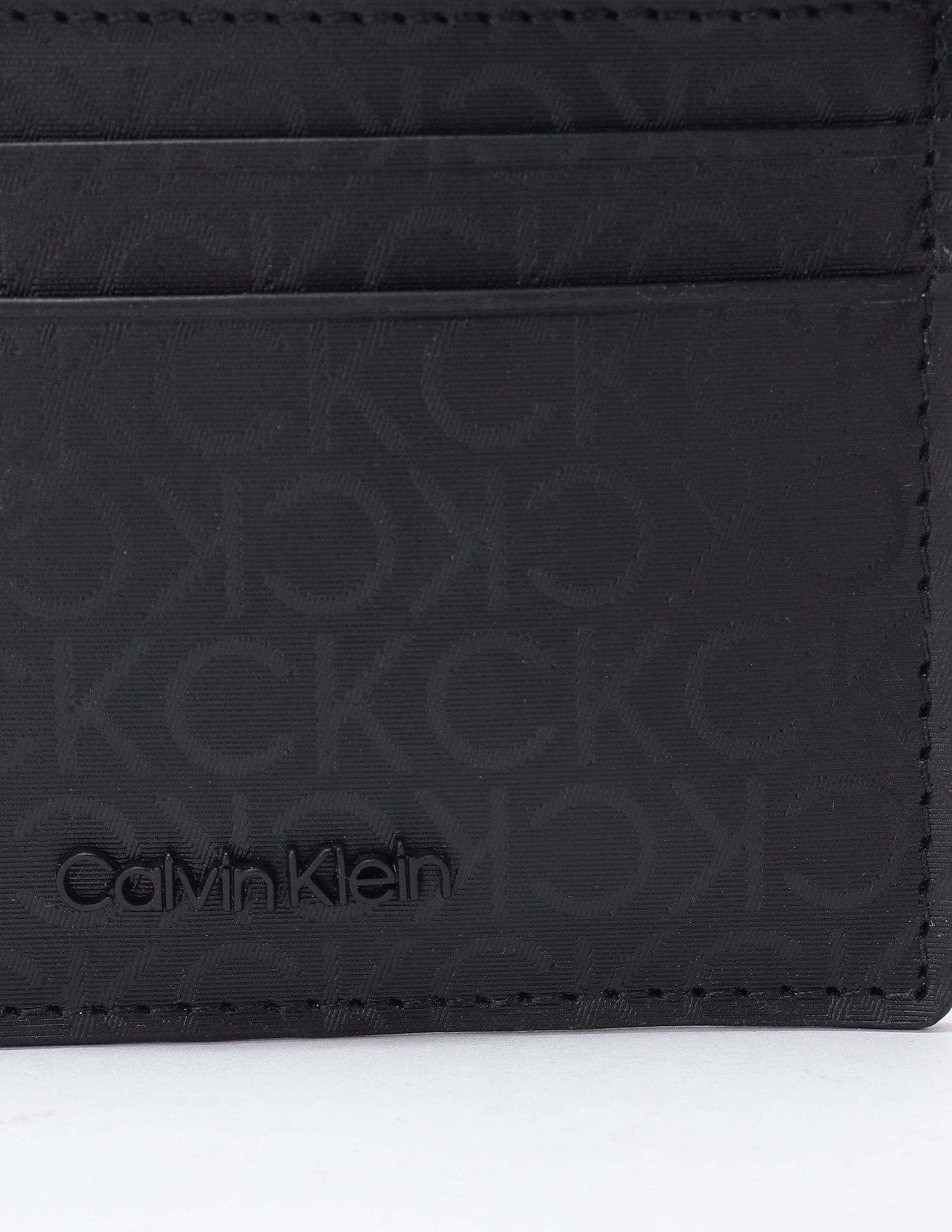 Calvin Klein Logo Black Leather Bi-Fold Wallet