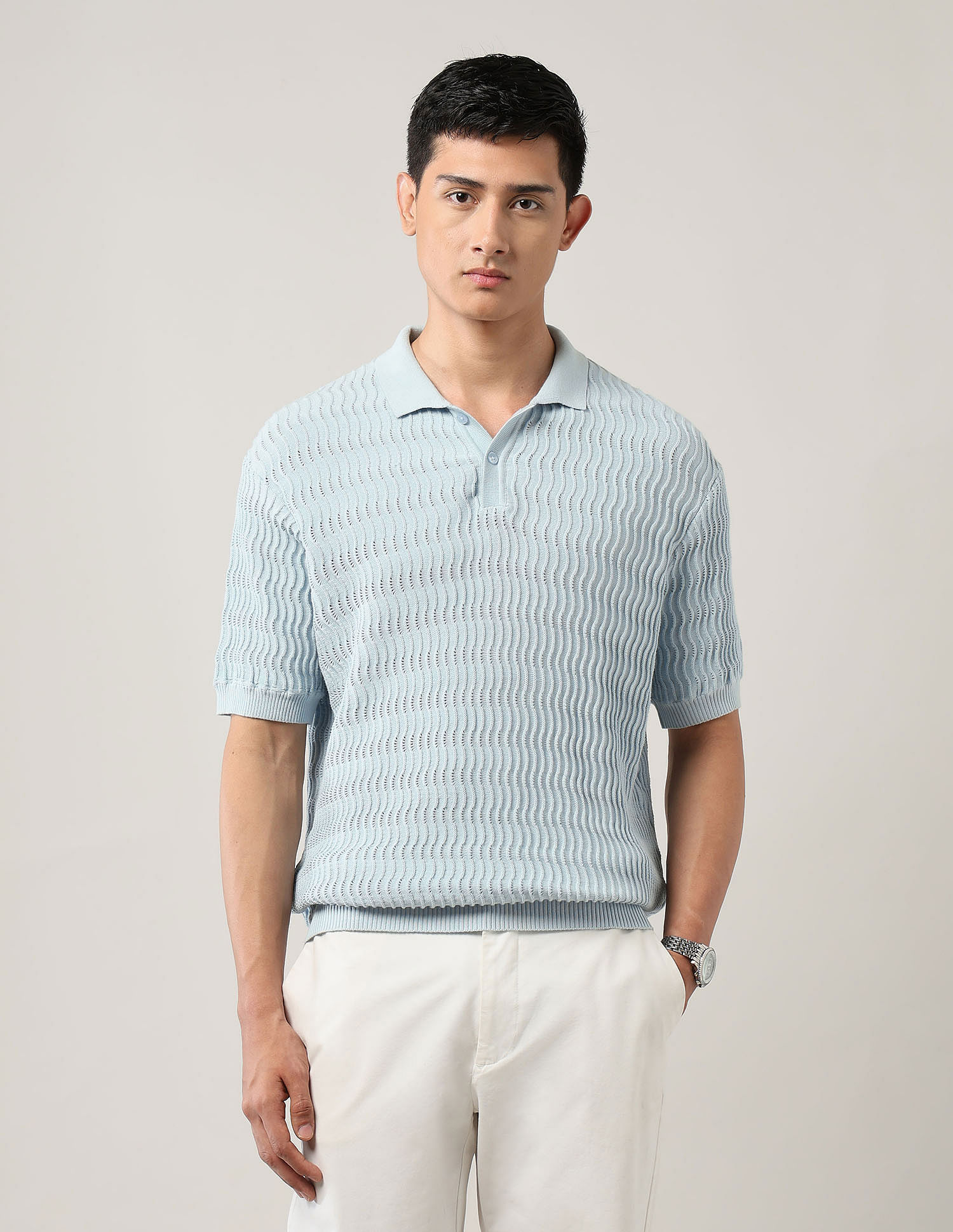 Arrow Relaxed Fit Textured Polo Shirt