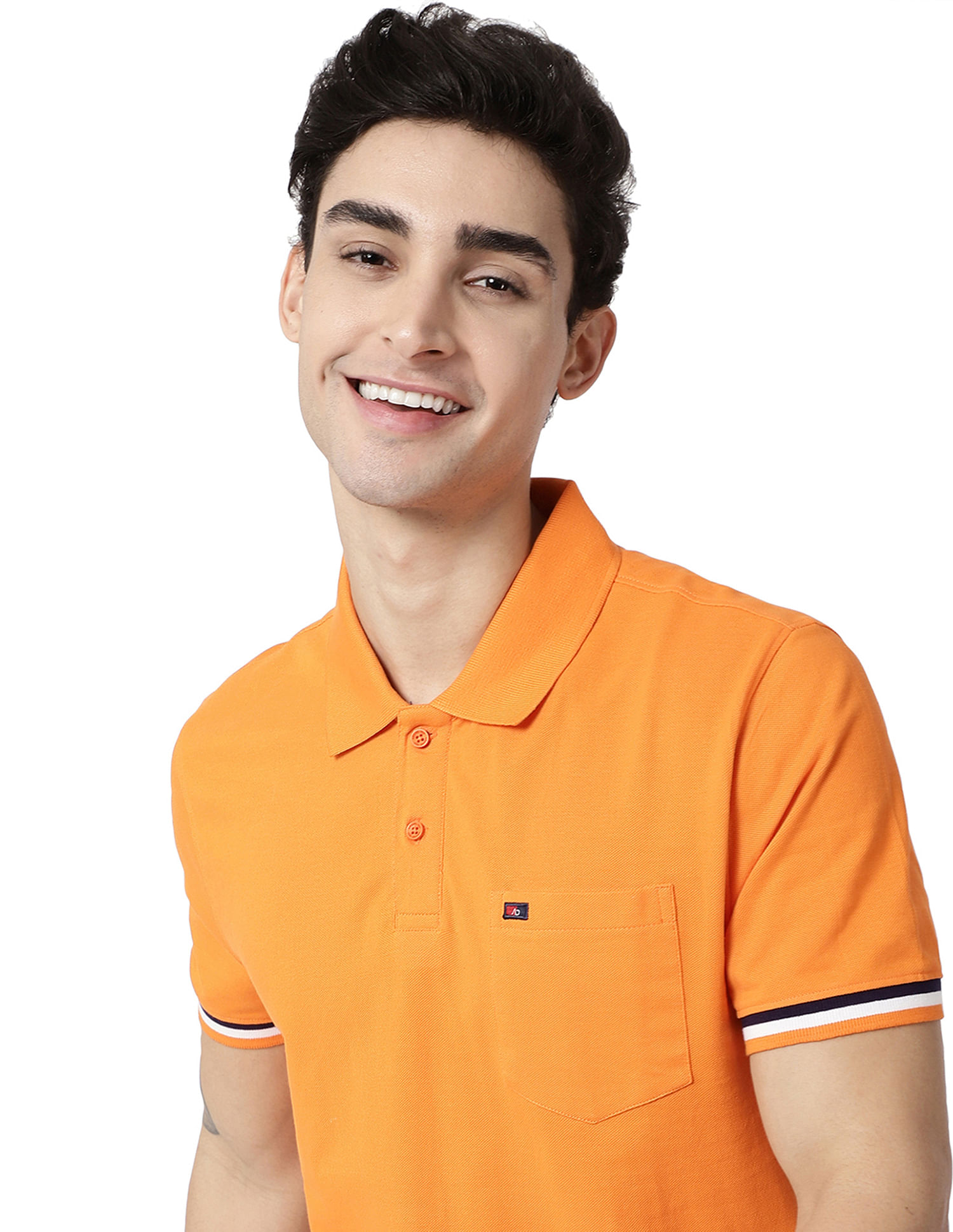AD by Arvind Solid Cotton Pique Polo Shirt