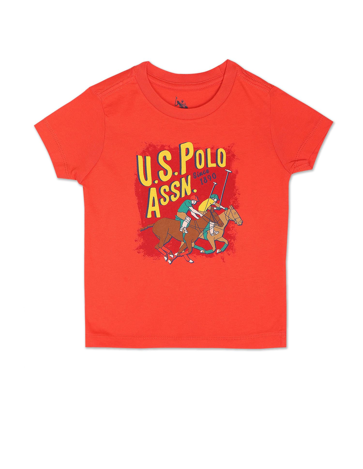 U.S. Polo Assn. Kids Boys Graphic Print Crew Neck T-Shirt