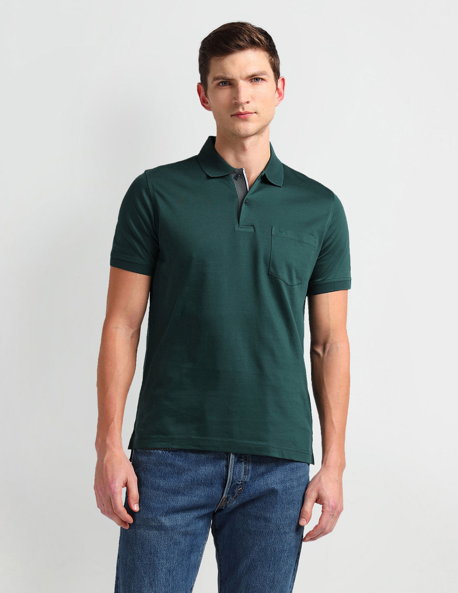 Arrow Pique Knit Solid Polo Shirt