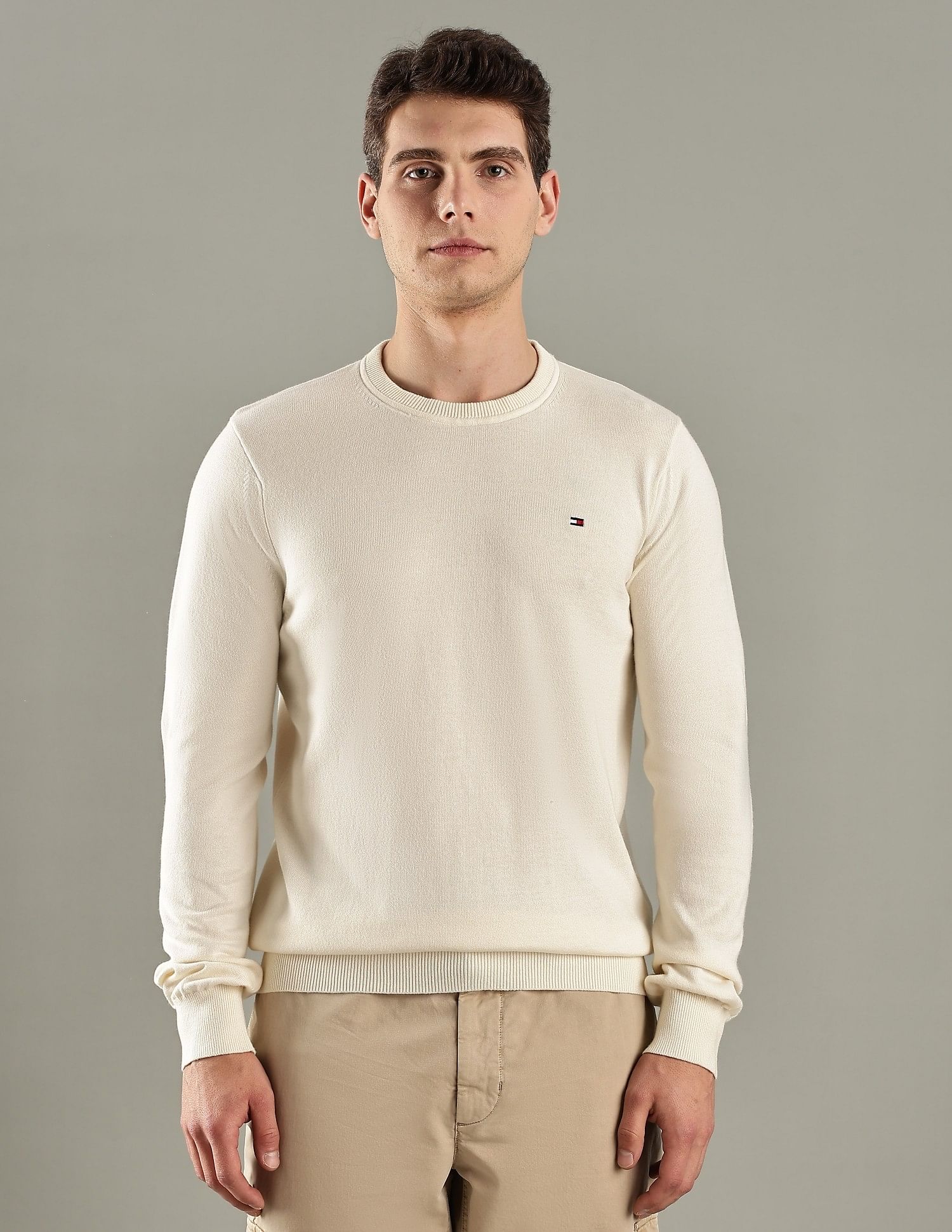 Tommy Hilfiger Solid Regular-Fit Cotton Sweater