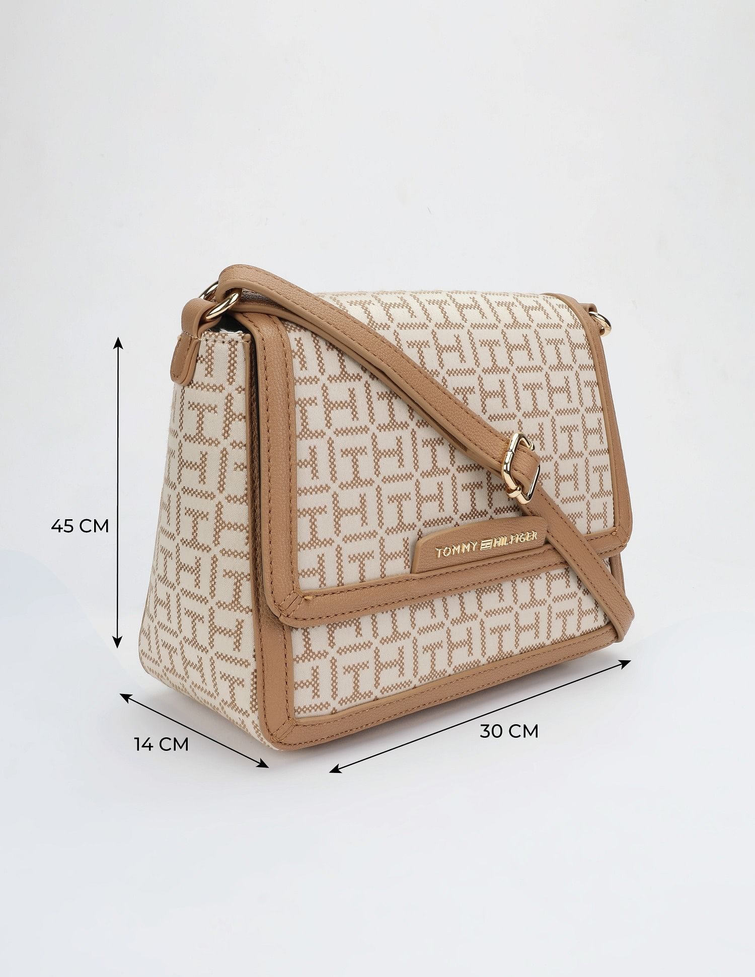 Tommy Hilfiger Logo Brown Polyester Sling Bag