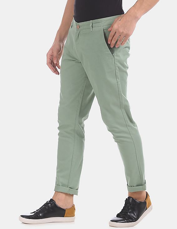 Buy PLMX Men Light Green Solid Cotton Blend Trousers 30 Online at Best  Prices in India  JioMart
