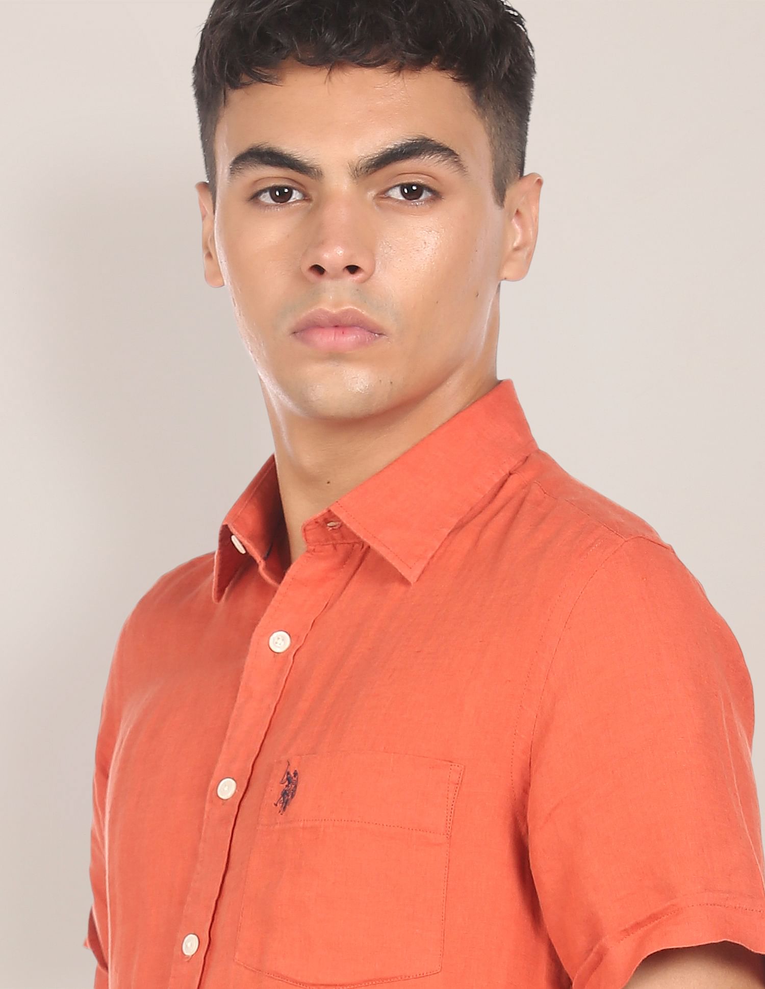 U.S. Polo Assn. Short Sleeve Linen Solid Shirt
