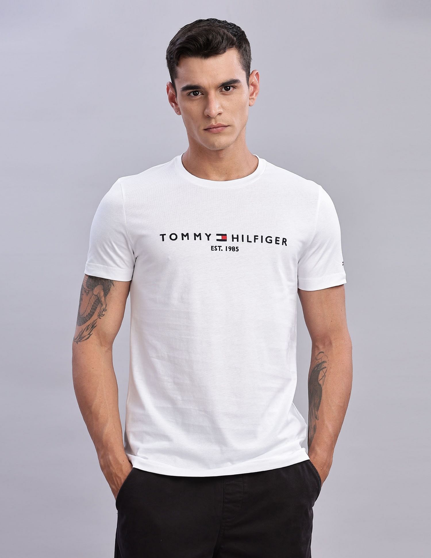 Tommy Hilfiger Mens White Logo T-Shirt