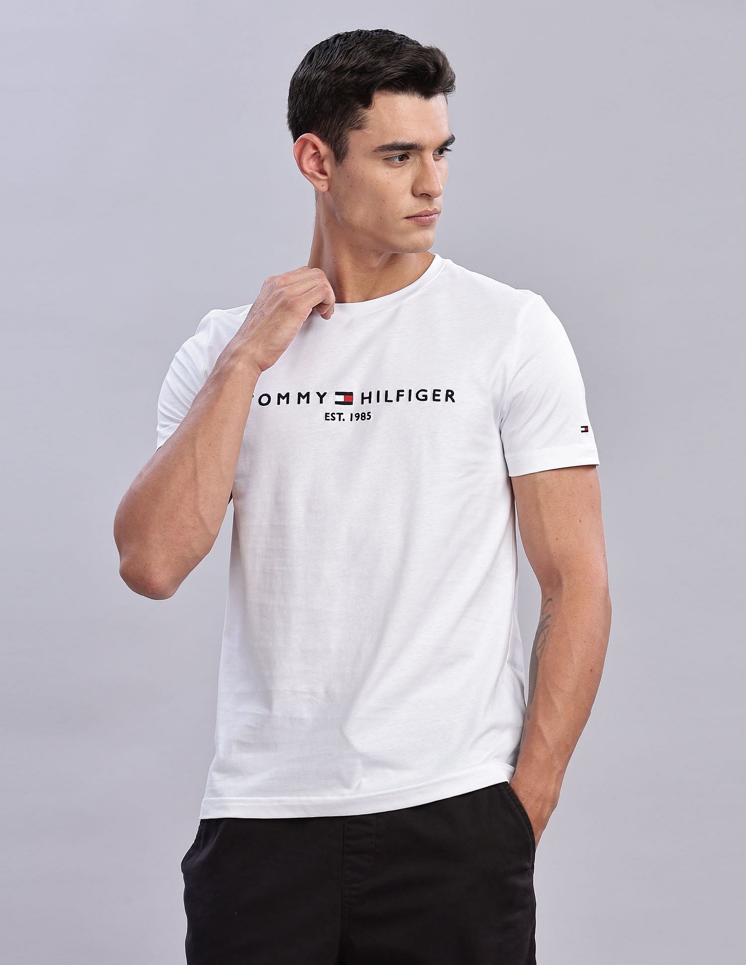 Tommy Hilfiger Mens White Logo T-Shirt