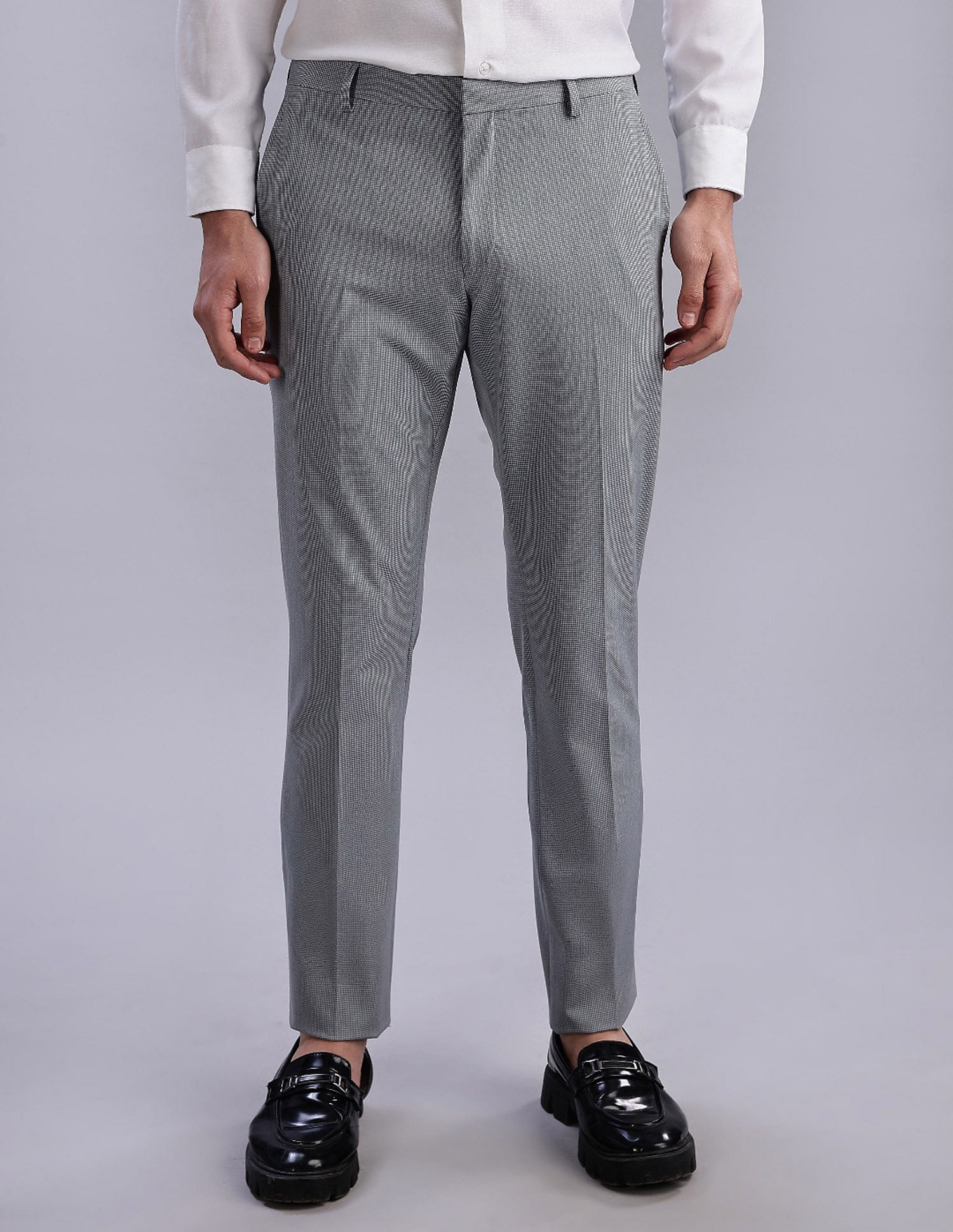 Tommy Hilfiger Regular-Fit Self-Design Mid Rise Trousers