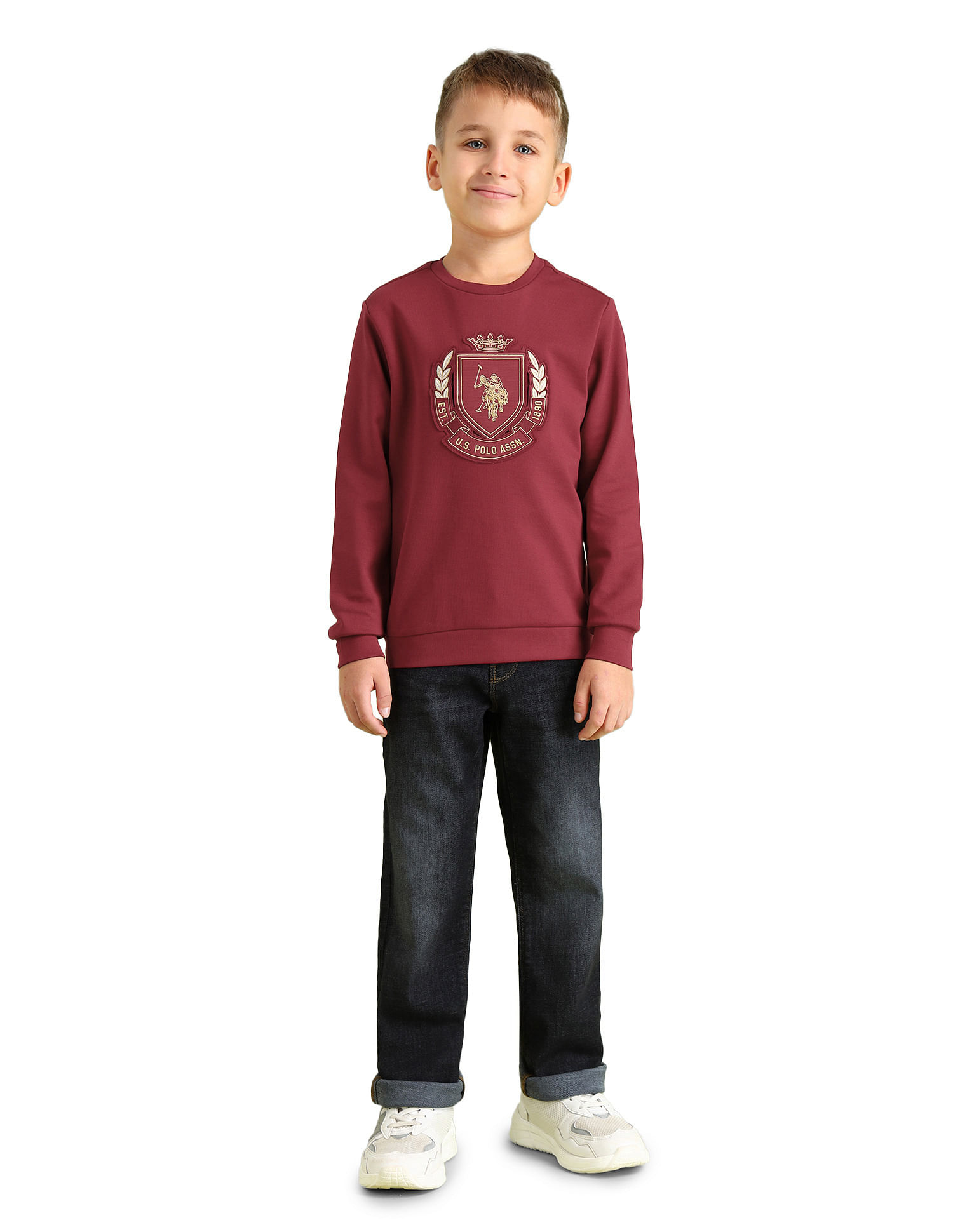 U.S. Polo Assn. Kids Boys Brand Embossed Regular Fit Sweatshirt