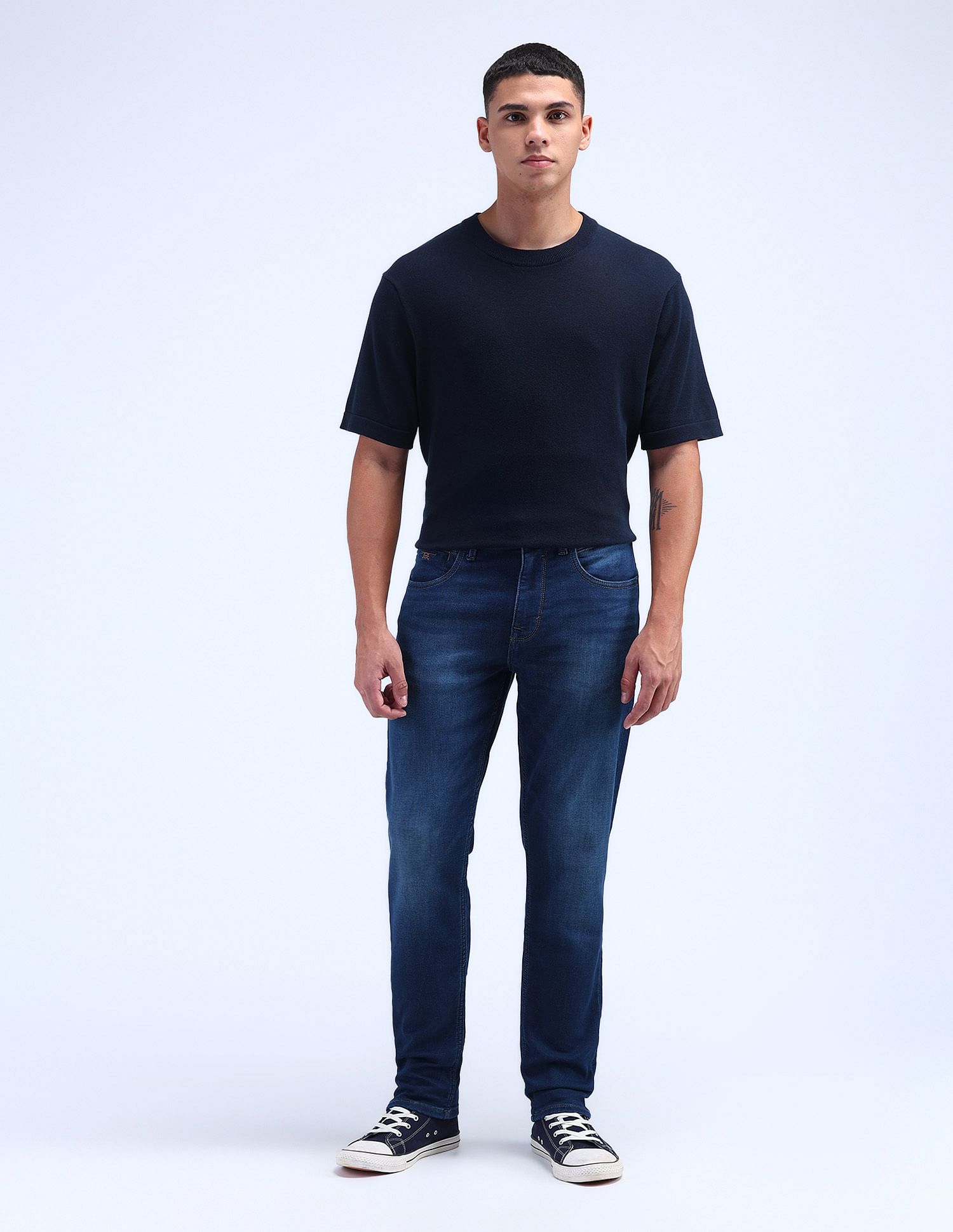 Flying Machine Slash Slim Tapered Fit Jeans