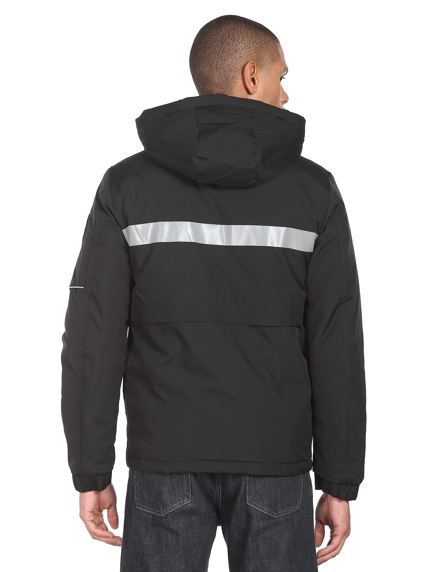 Flying Machine High Neck Contrast Tape Padded Jacket