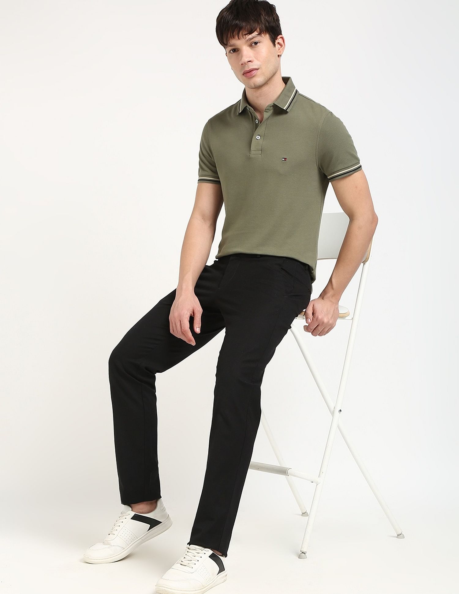 Tommy Hilfiger Solid Slim-Fit Cotton Polo T-Shirt