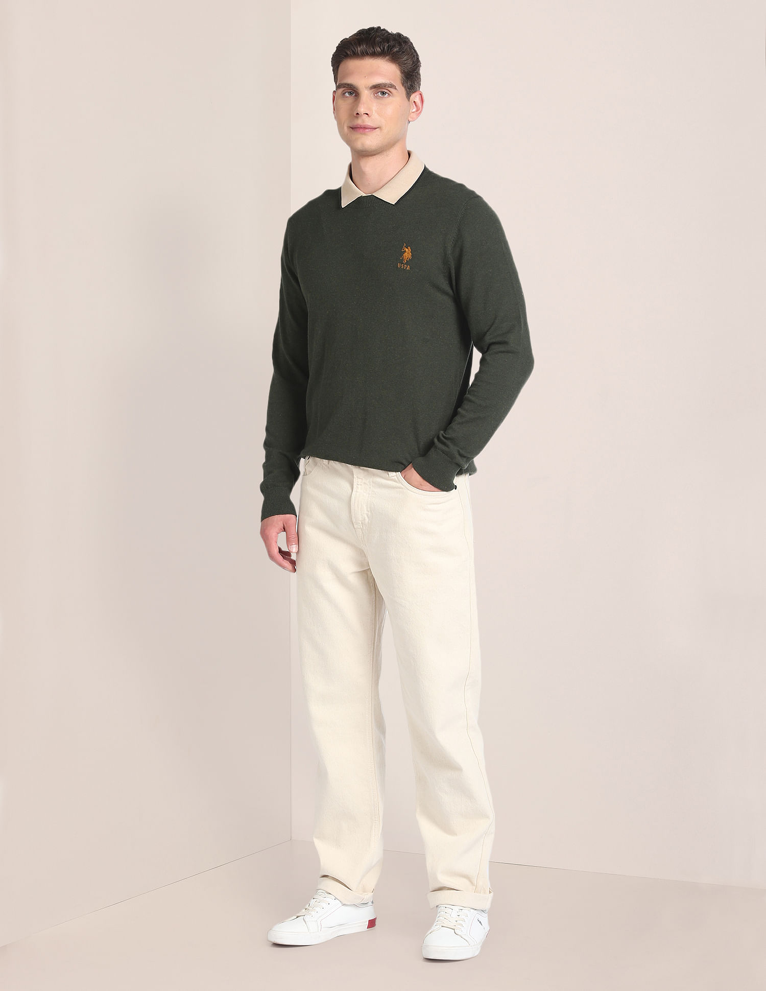 U.S. Polo Assn. Crew Neck Heathered Sweater