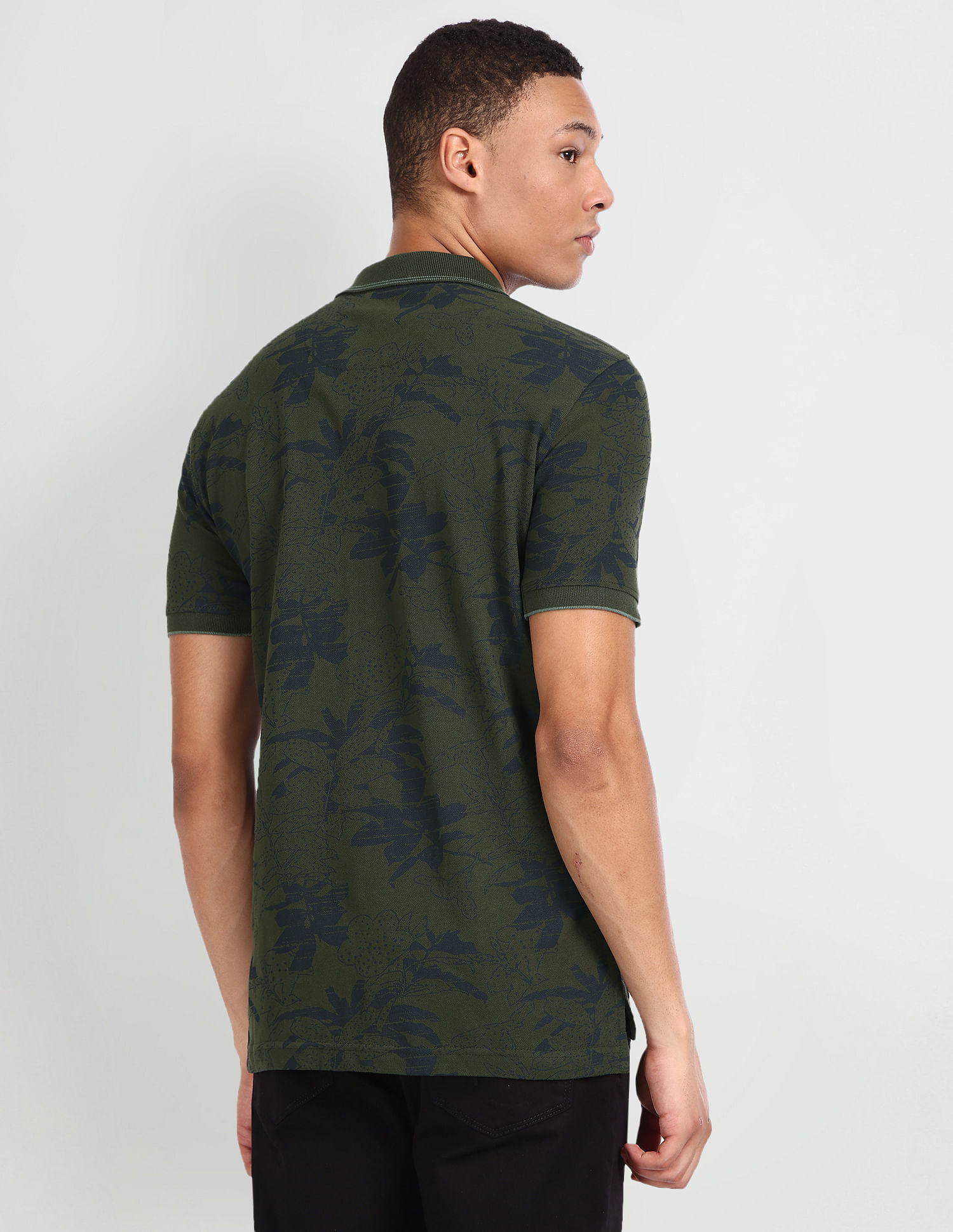 Flying Machine Floral Print Cotton Polo Shirt