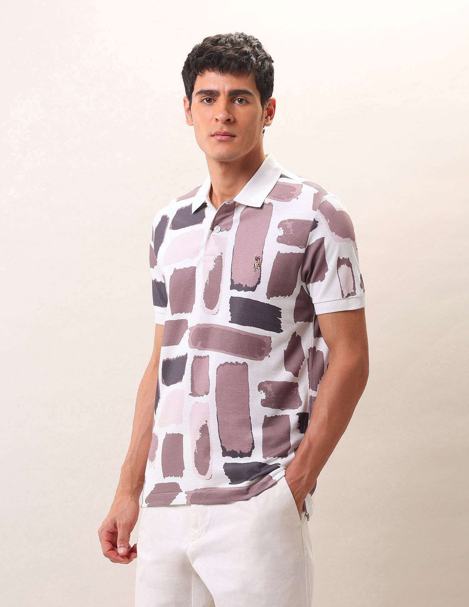 U.S. Polo Assn. Denim Co. Abstract Printed Pure Cotton Polo Shirt