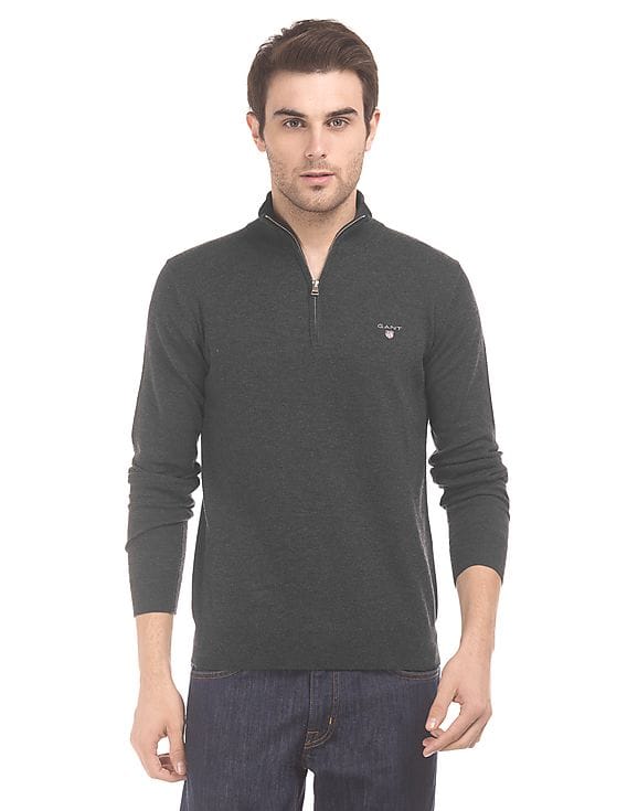 Buy Gant Men High Neck Zip Up Sweater 