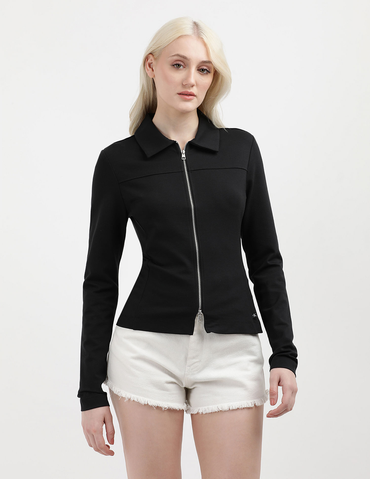 Calvin Klein Zipper Long Sleeve Milano Top