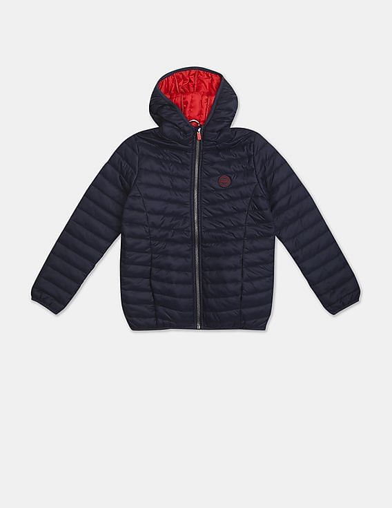 Buy . Polo Assn. Kids Boys Navy Hooded Solid Puffer Jacket 