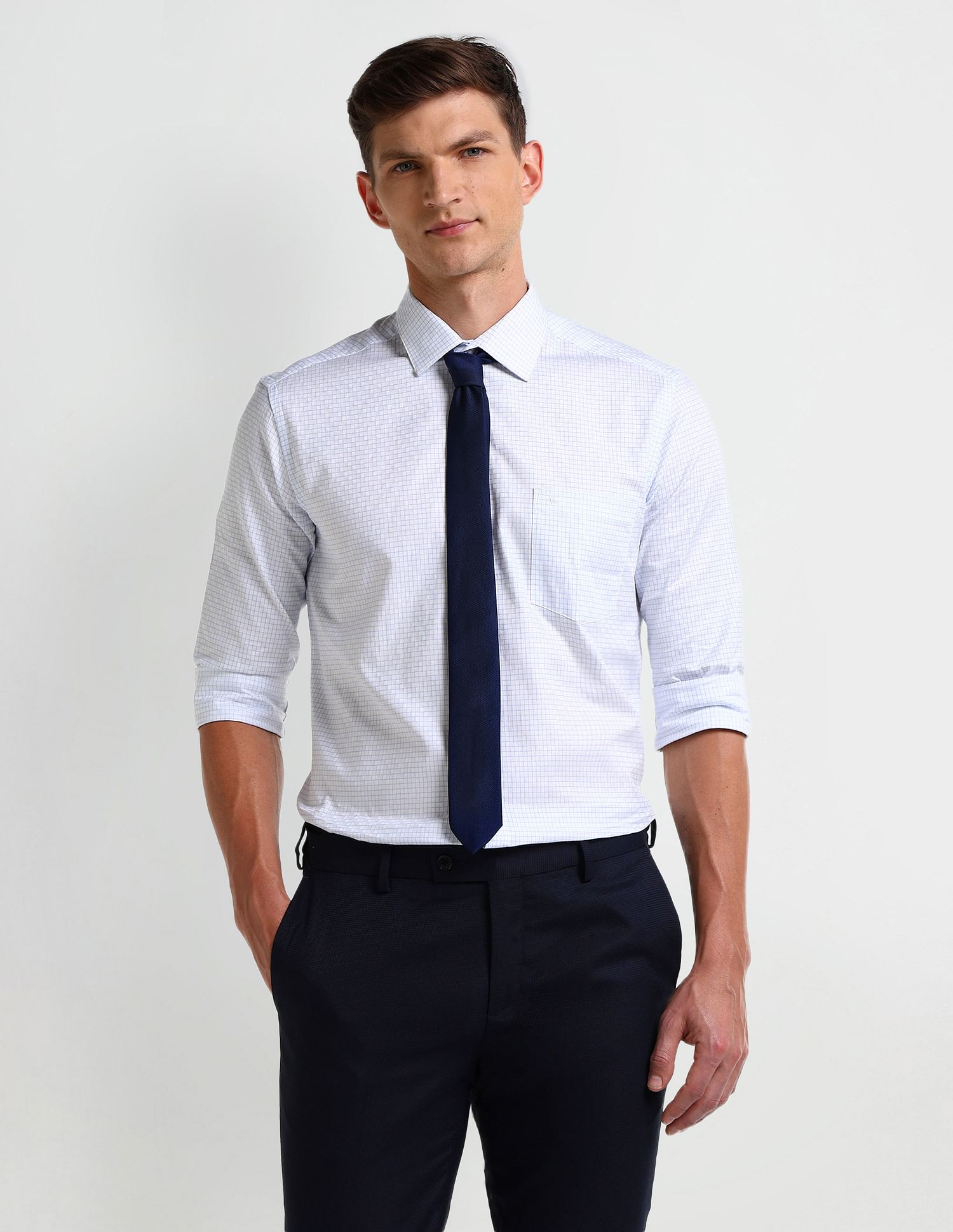 Arrow Grid Tattersall Checked Cotton Shirt