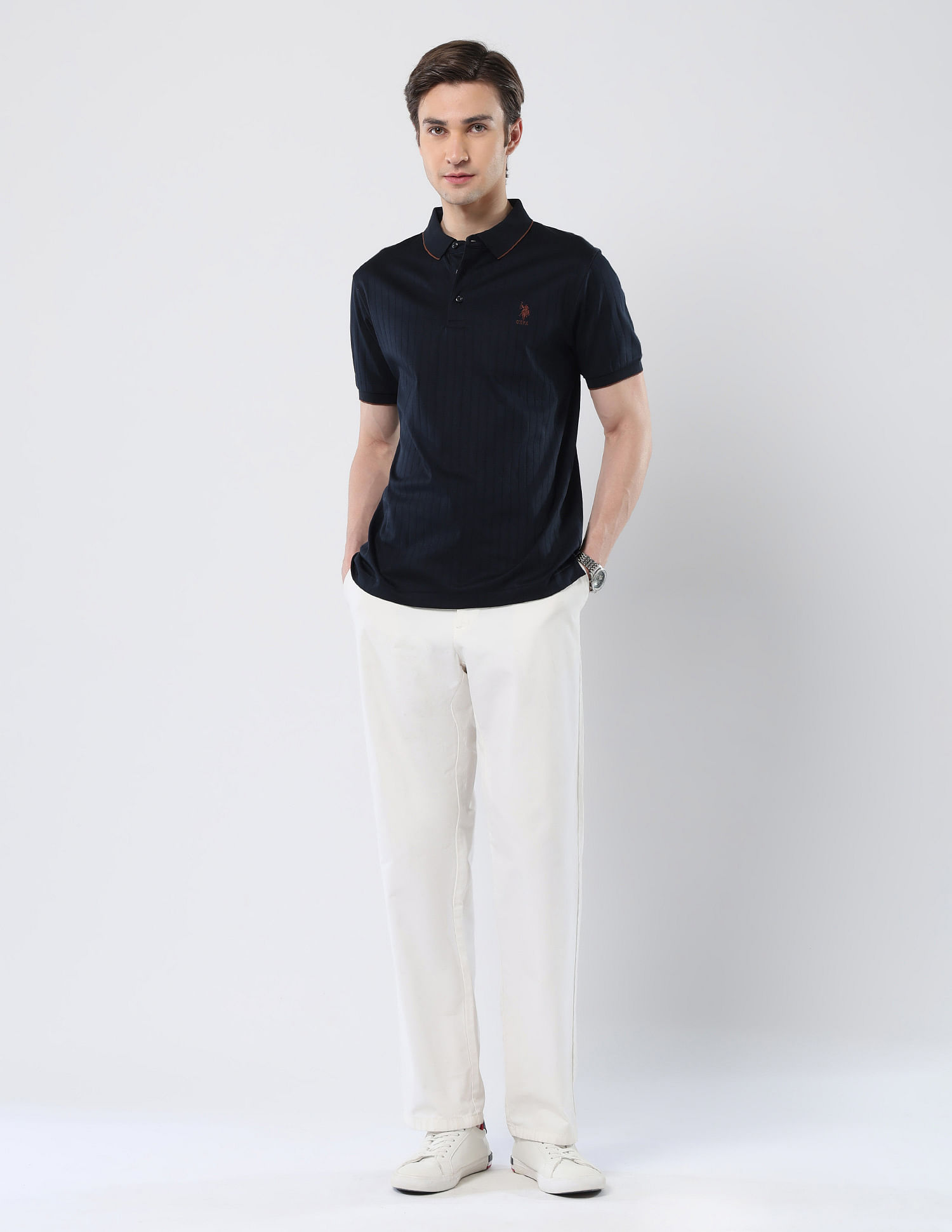 U.S. Polo Assn. Textured Cotton 135 Anniversary Polo Shirt