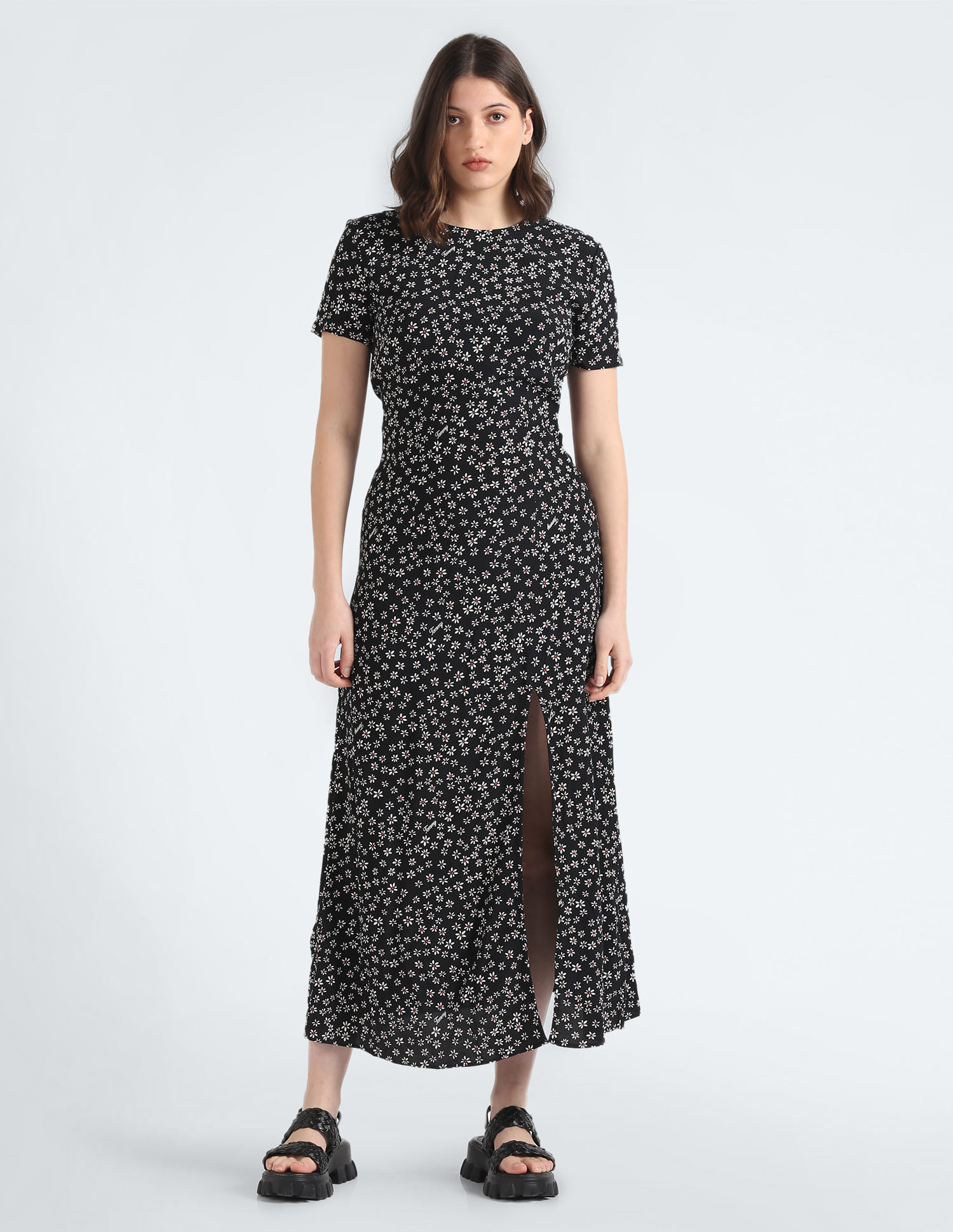Buy Tommy Hilfiger Round Neck Floral Print A-Line Dress