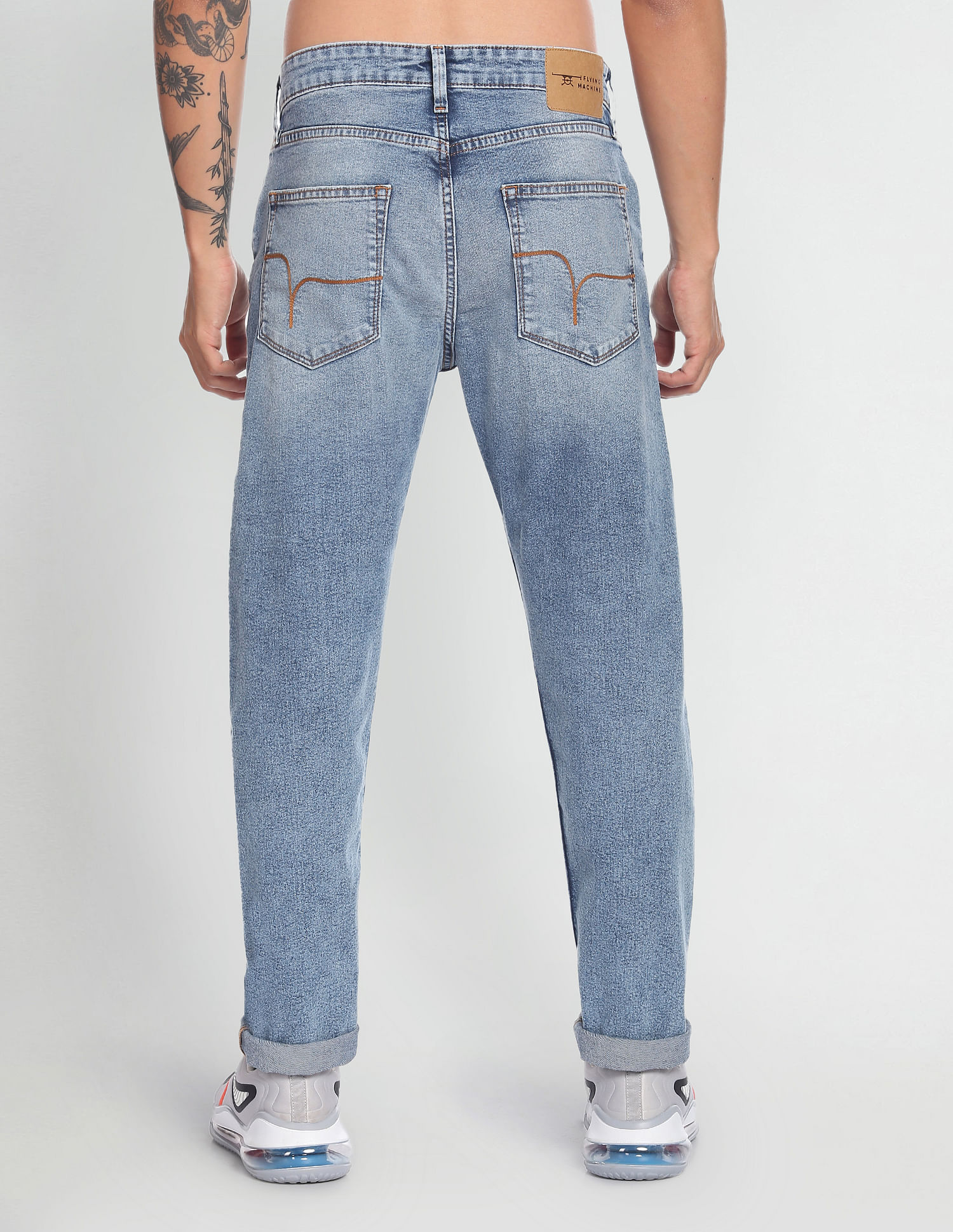 Flying Machine Stone Wash Slash Slim Tapered Jeans