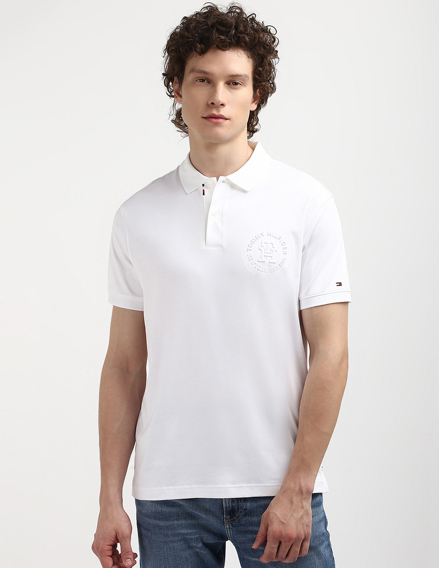 Tommy Hilfiger Interlock Knit Embossed Polo Shirt