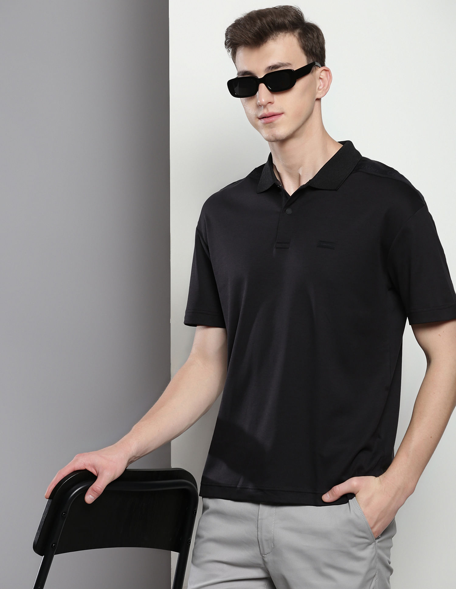 Calvin Klein Tonal Debossed Logo Polo Shirt