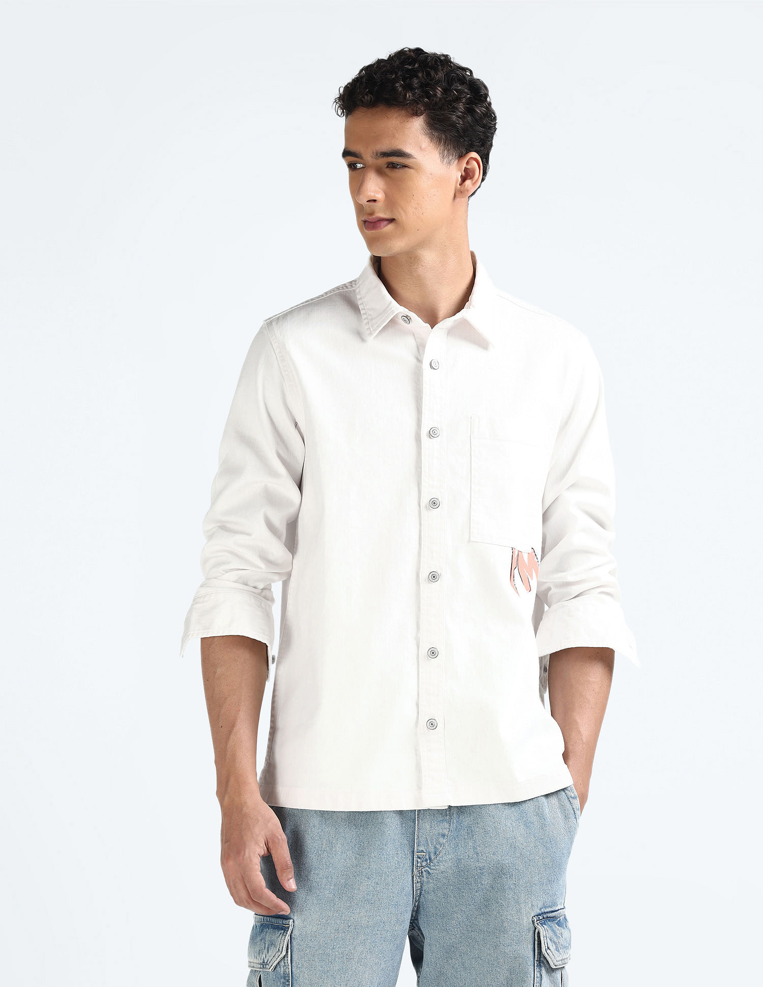 Flying Machine Spread Collar Denim Shirt