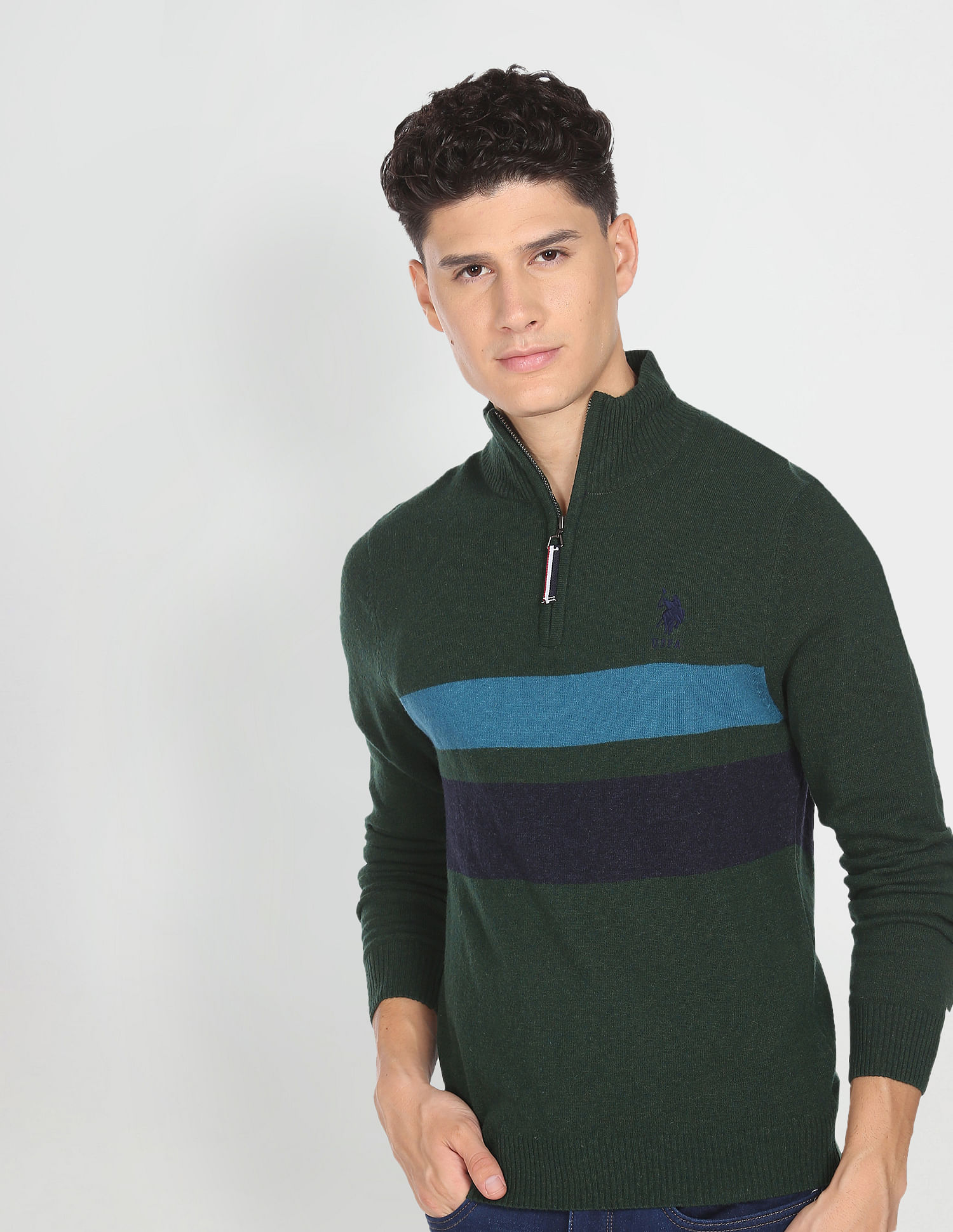 Buy U.S. Polo Assn. Denim Co. High Neck Horizontal Stripe Sweater