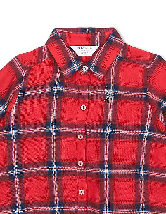 U.S. Polo Assn. Kids Spread Collar Checked Shirt