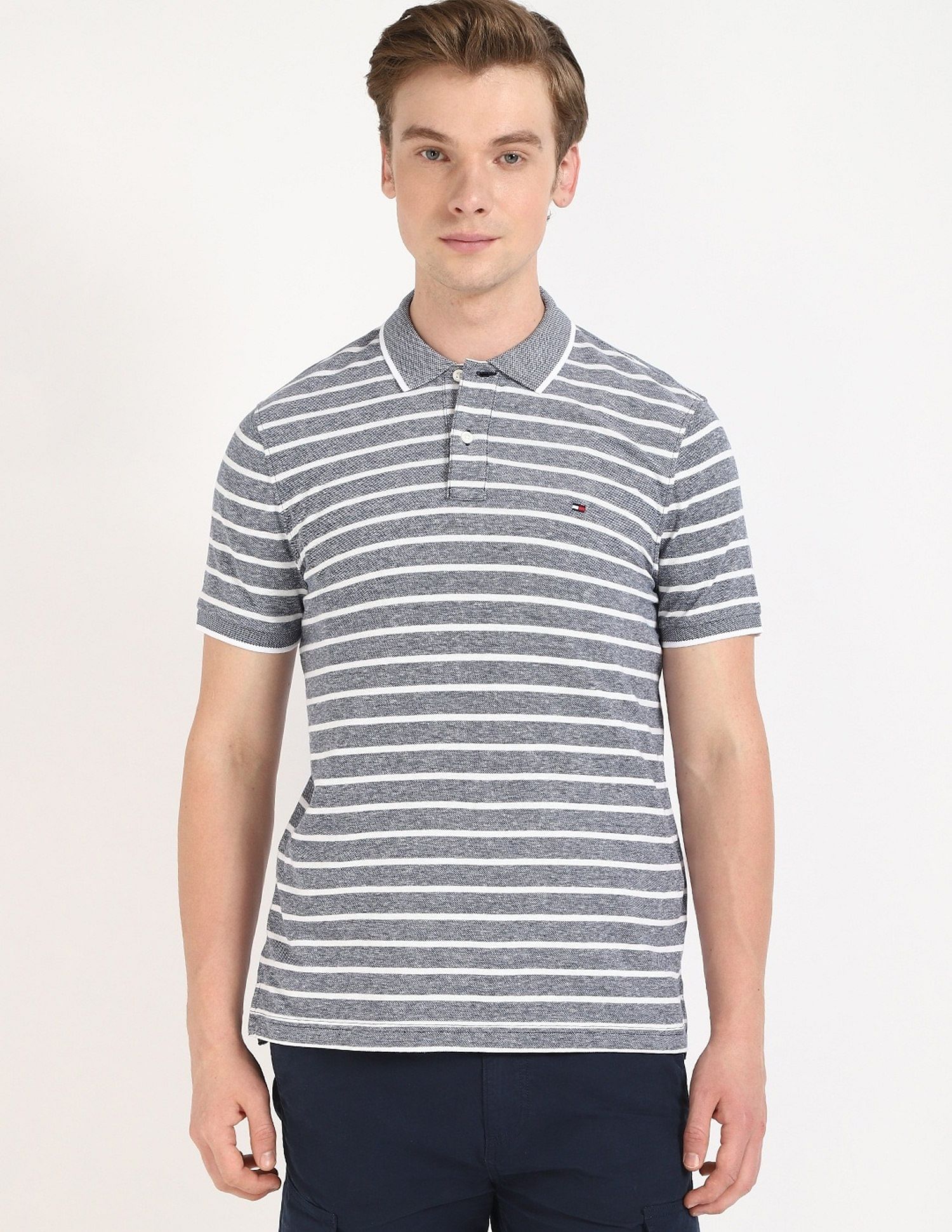 Tommy Hilfiger Striped Regular-Fit Cotton Polo Shirt